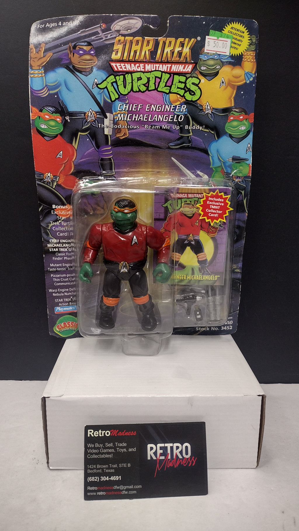 1994 TMNT Star Trek Chief Engineer Michelangelo MOC Action Figure Playmates