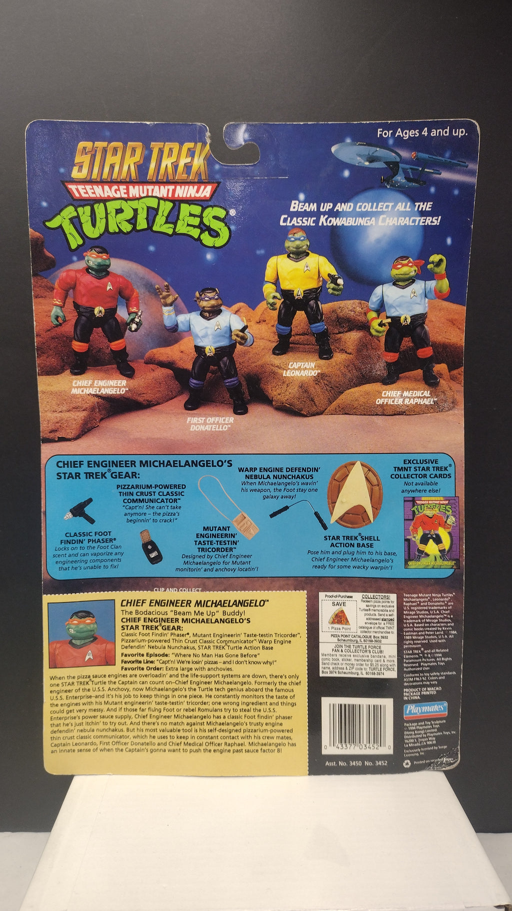 1994 TMNT Star Trek Chief Engineer Michelangelo MOC Action Figure Playmates