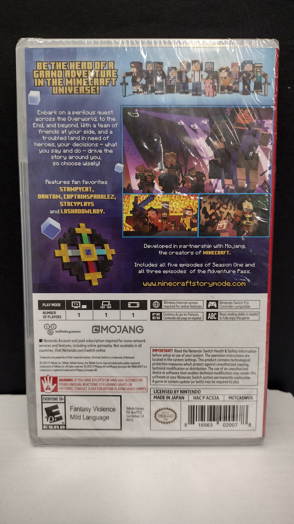 Minecraft: Story Mode The Complete Adventure Nintendo Switch- Sealed New