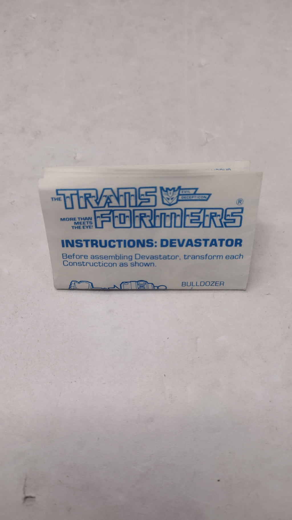 Vintage Original G1 Transformers Devastator Combiner Instructions