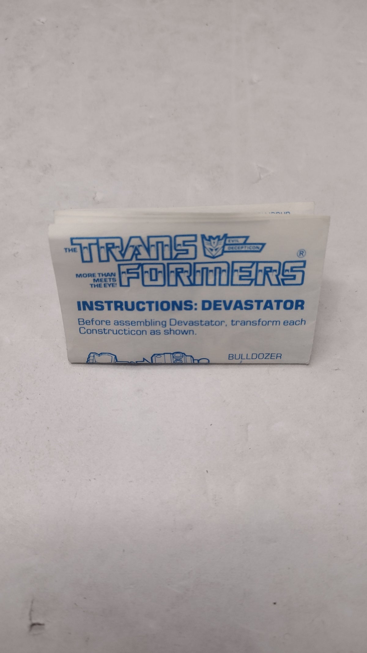 Vintage Original G1 Transformers Devastator Combiner Instructions