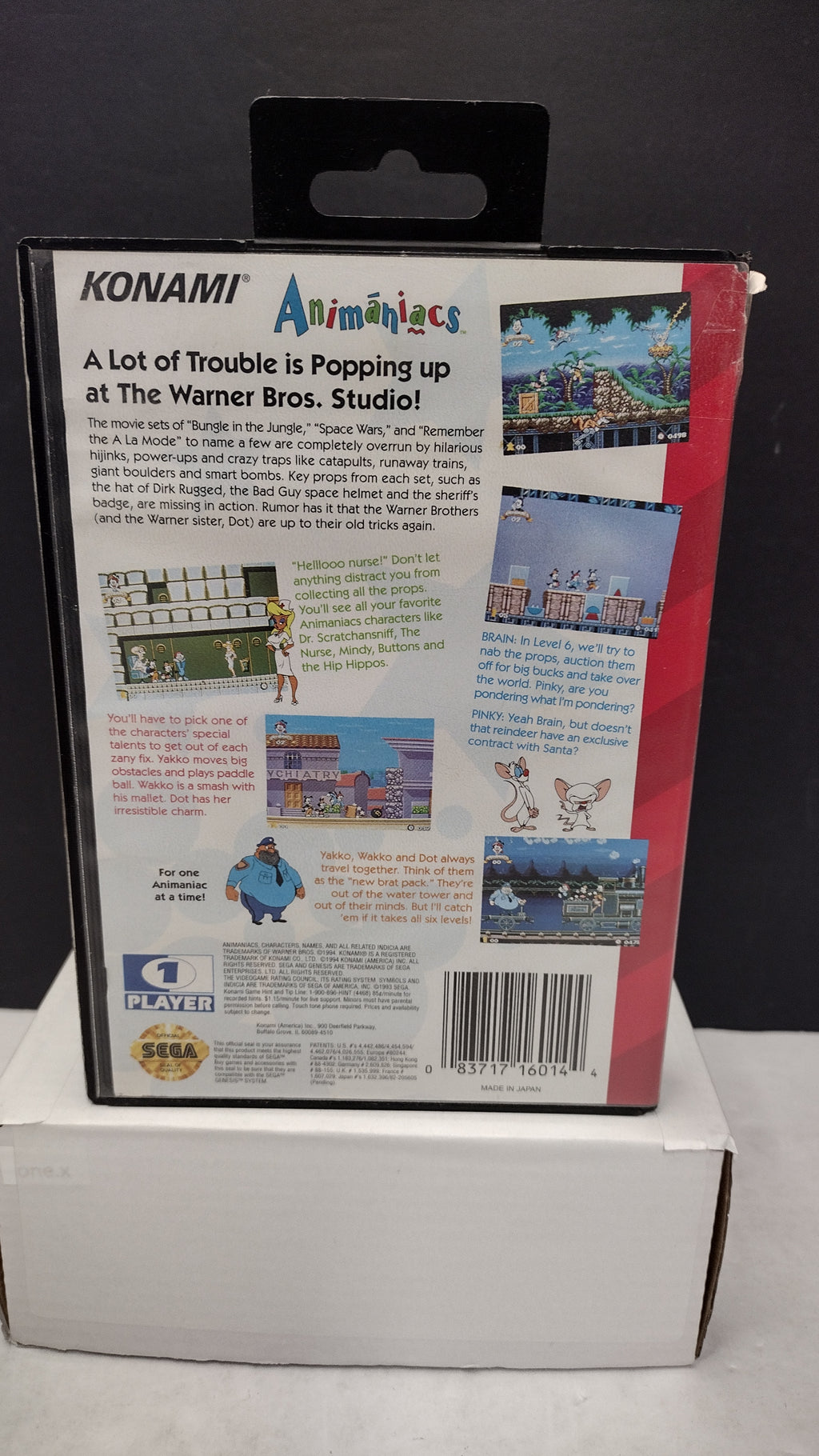 Vintage Animaniacs Sega Genesis Box Only (No Game or Manual)