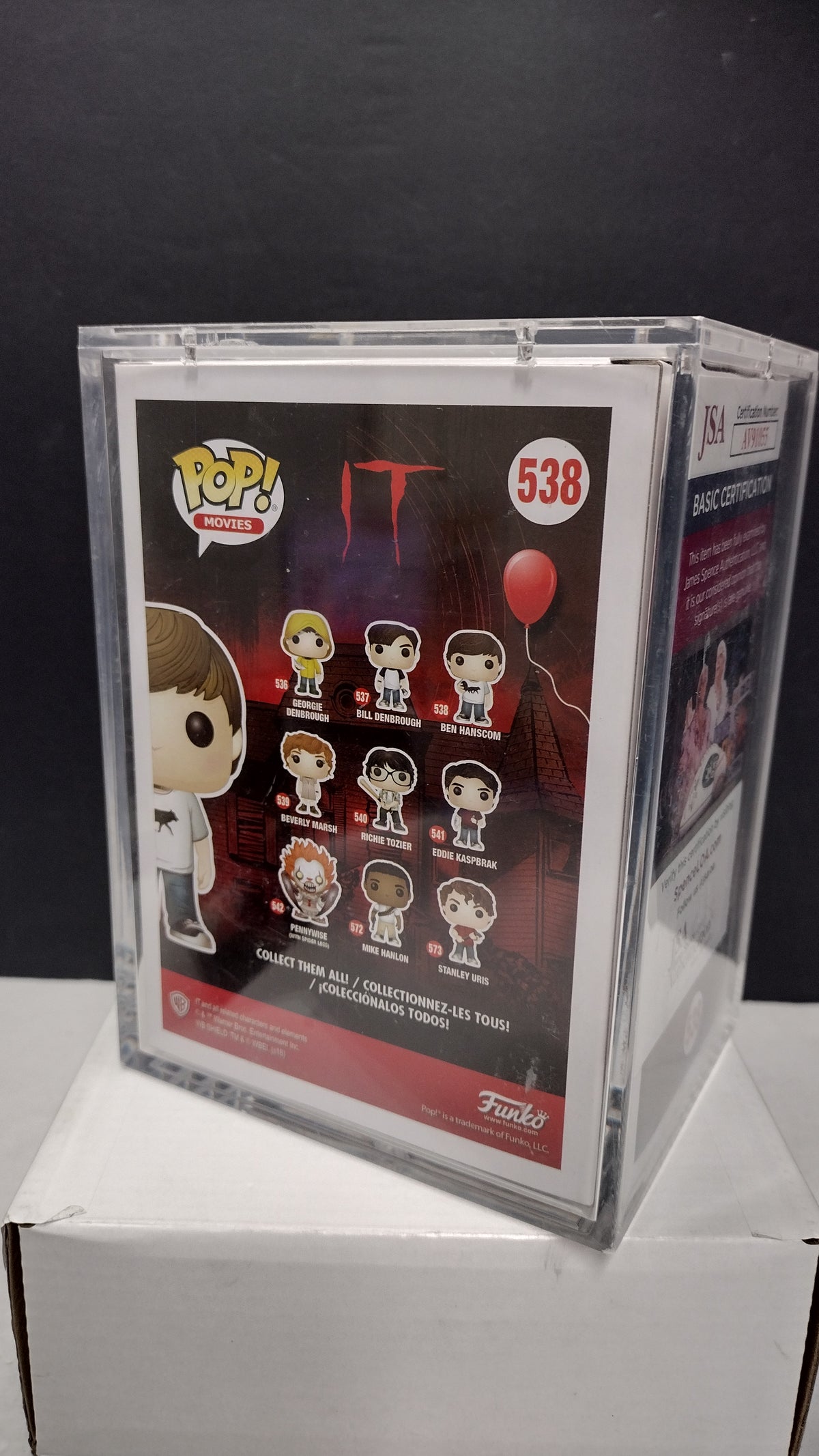 Funko Pop IT Movie Ben Hanscom #538 Signed JSA Authenticated Graded Acrylic Case