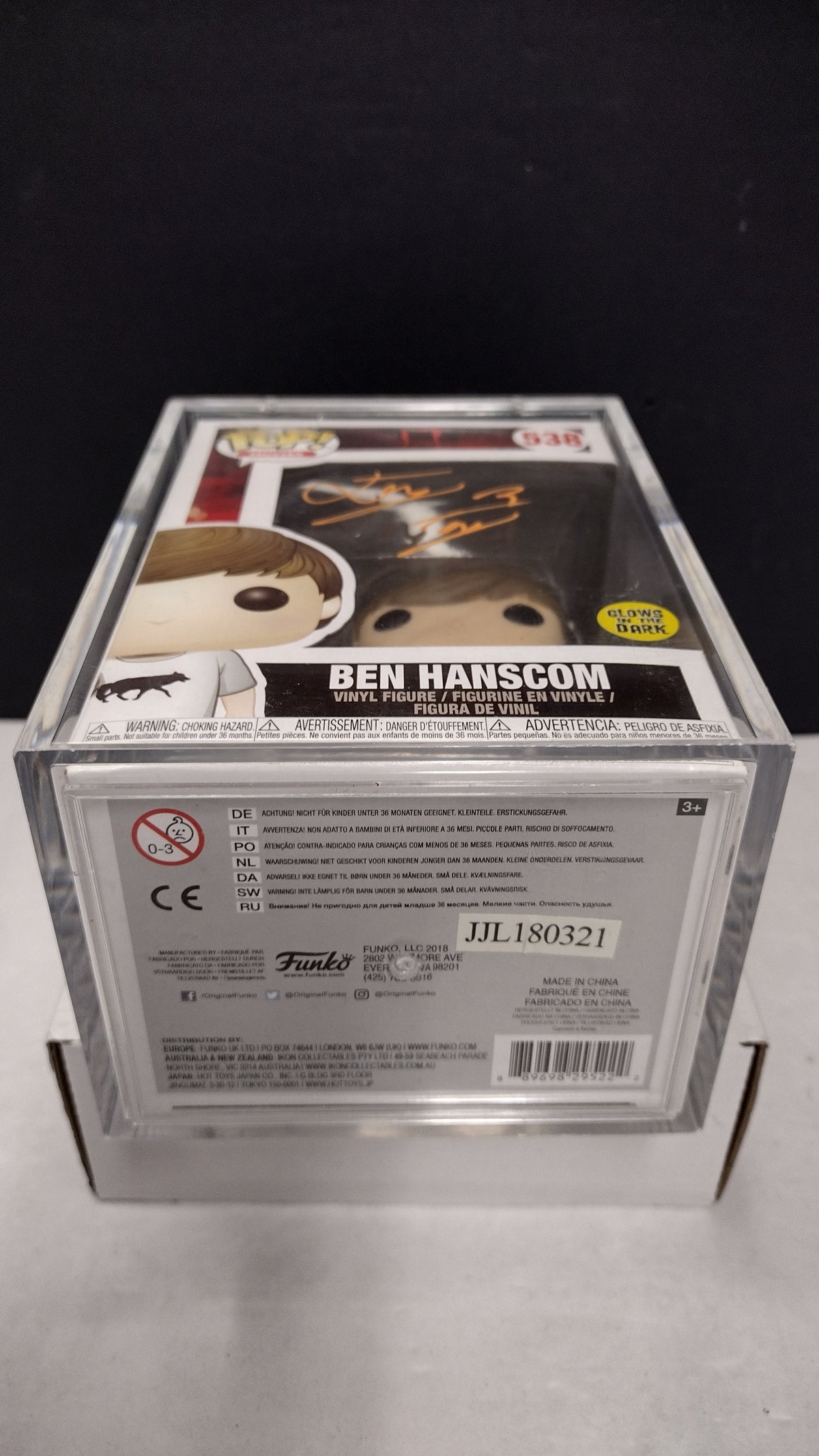 Funko Pop IT Movie Ben Hanscom #538 Signed JSA Authenticated Graded Acrylic Case