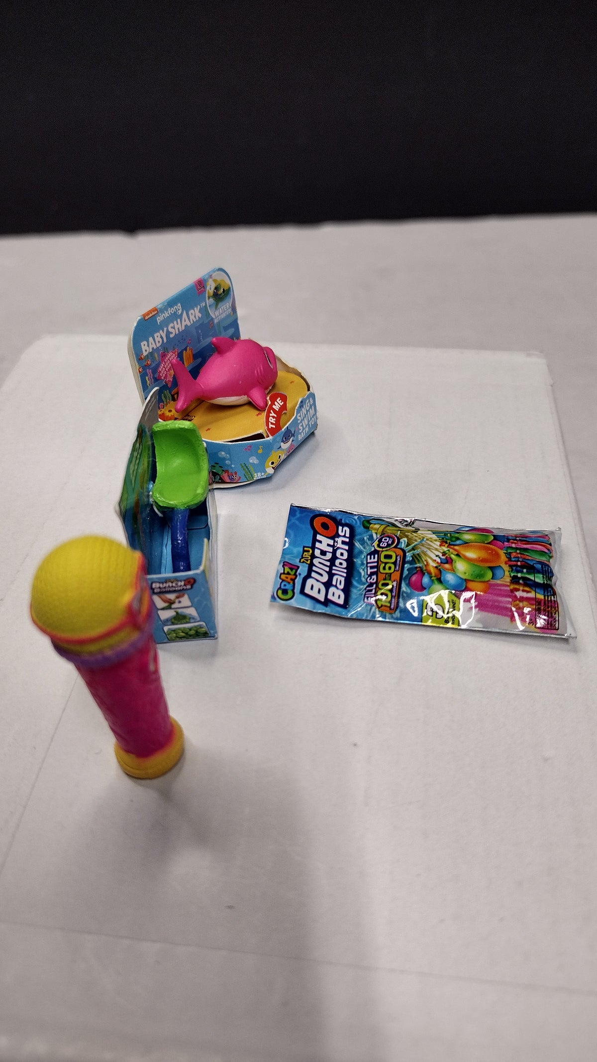 Zuru 5 Surprise Mini Brands- Toy Lot of 4 Items- Baby Shark- Balloons- Dora Microphone