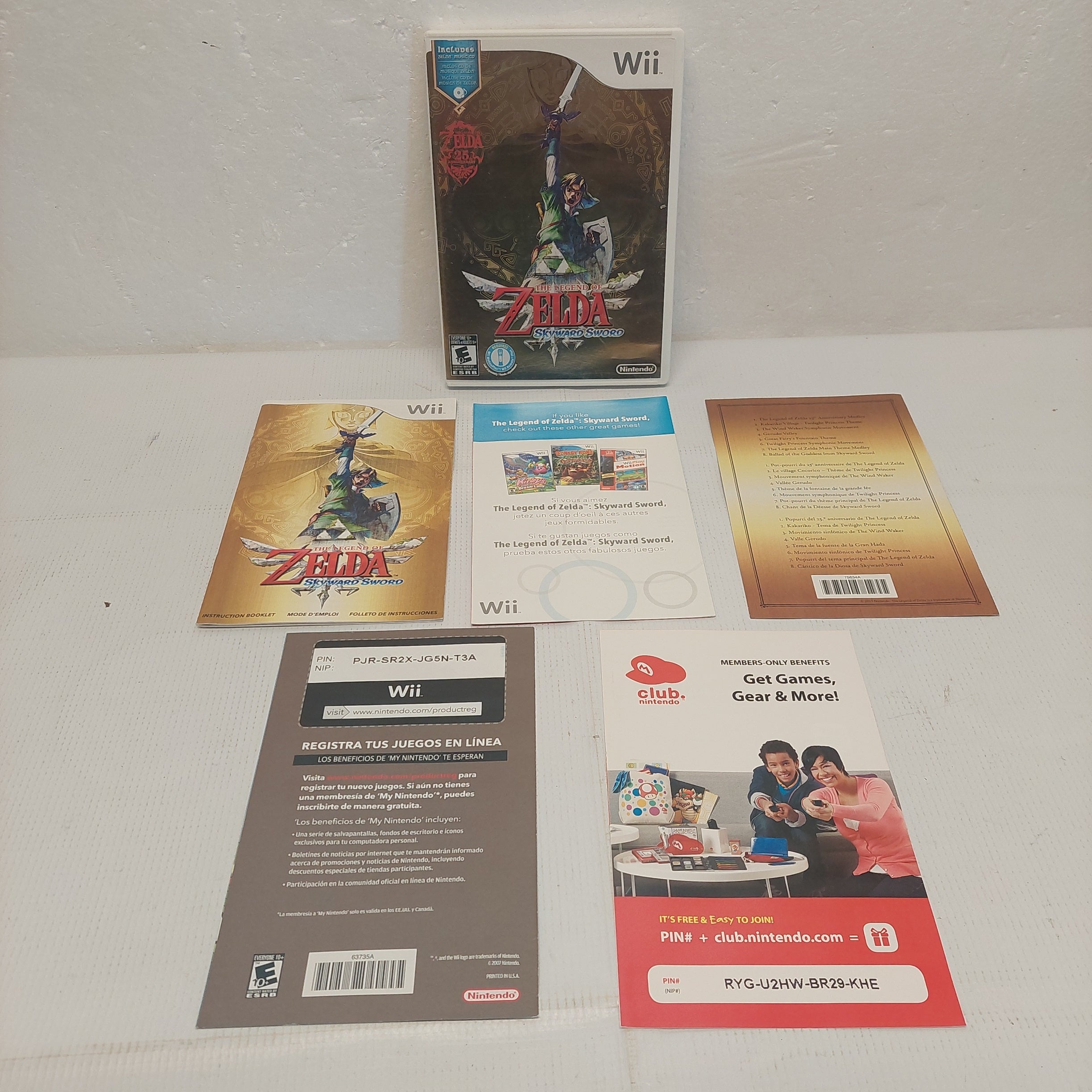 Nintendo Wii Legend of Zelda Skyward Sword Case, Manual and Inserts ONLY No Game