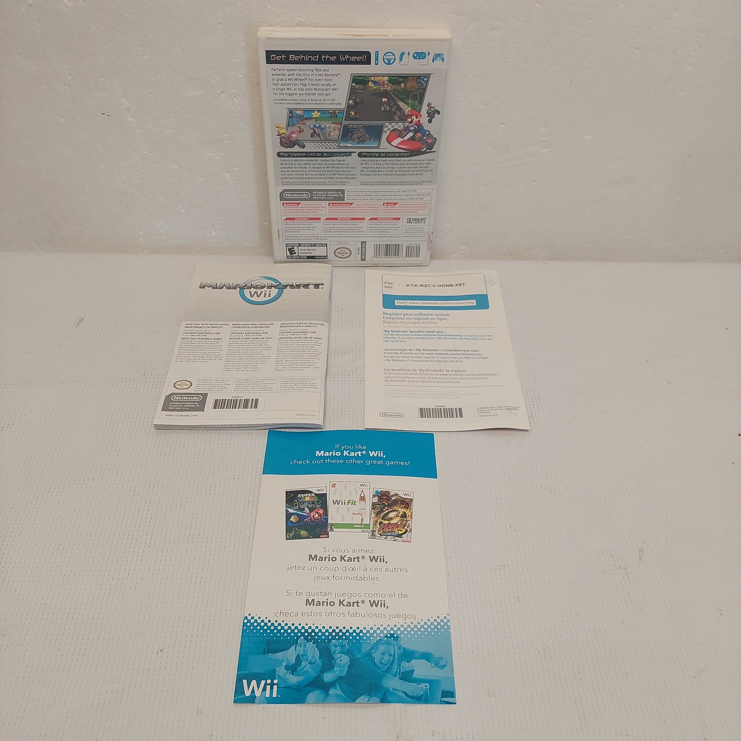 Nintendo Wii Mario Kart Case, Manual and Inserts ONLY No Game