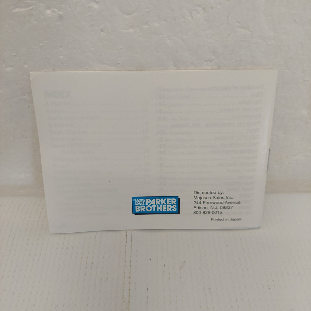 Nintendo Game Boy Monopoly Manual ONLY