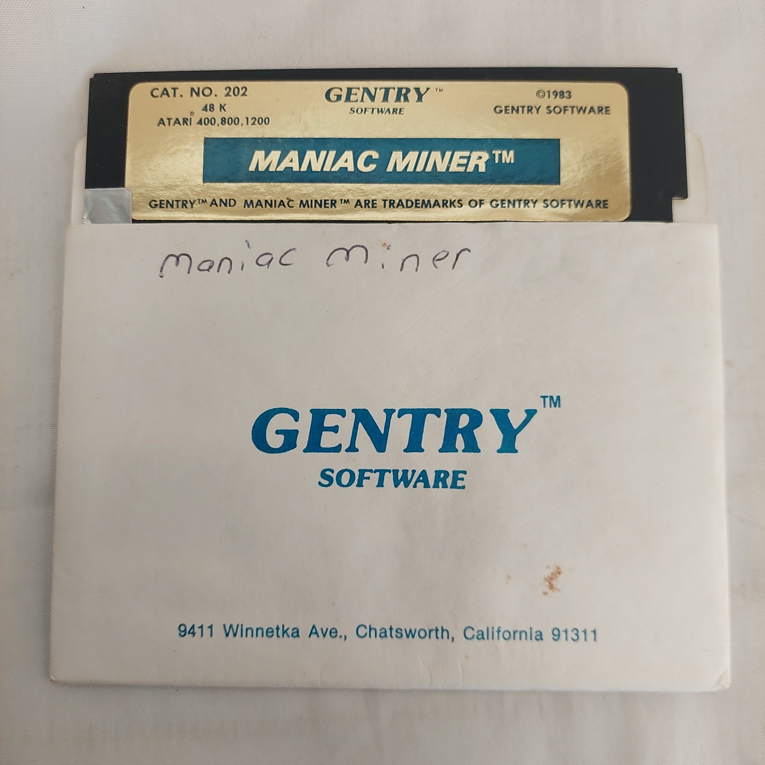Vintage Maniac Miner Floppy Disk Atari Untested