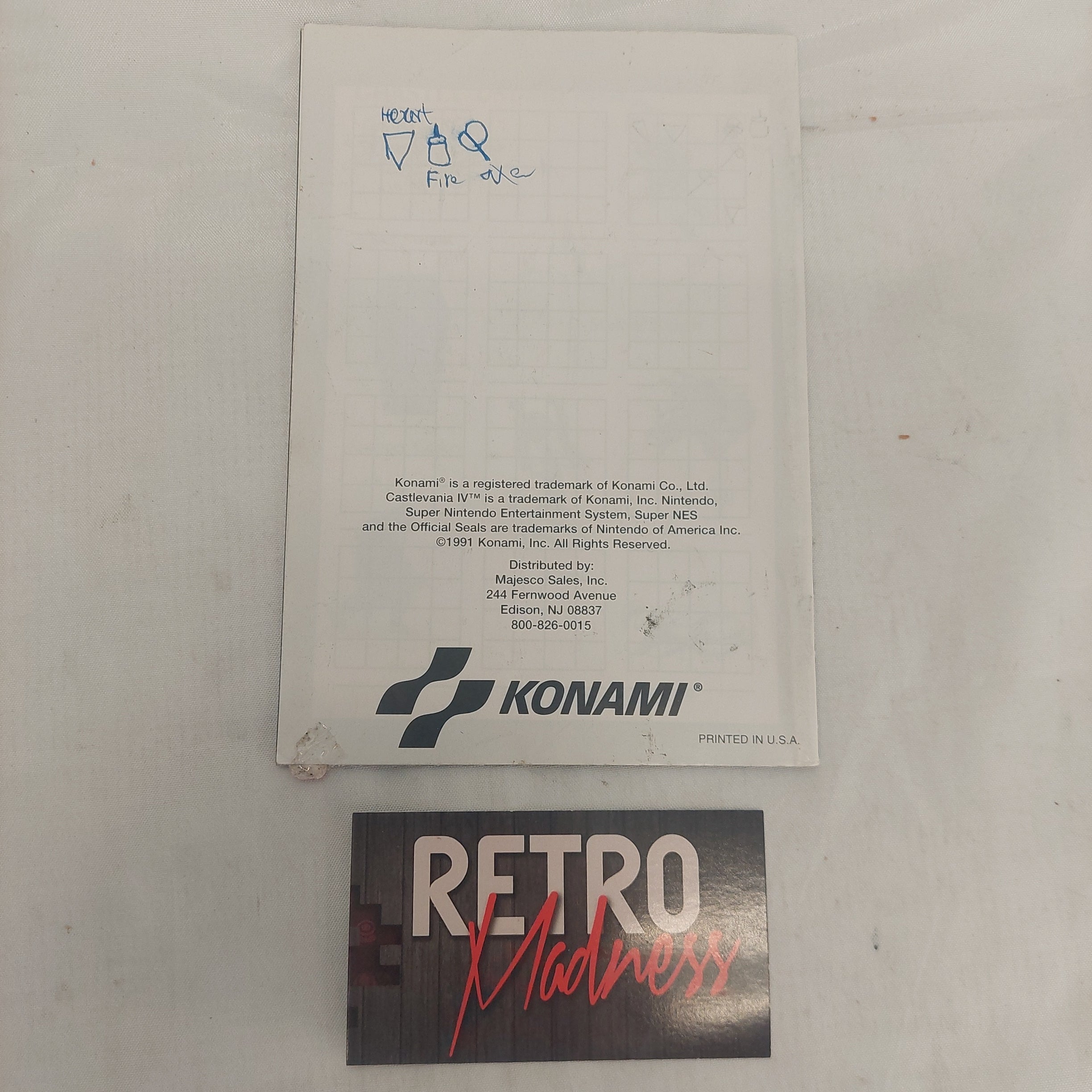 Super Nintendo SNES Super Castlevania IV Manual Only Writing on Back