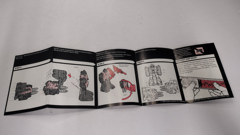 Vintage 1984 Original G1 Transformers Twin Twist - Instruction Booklet