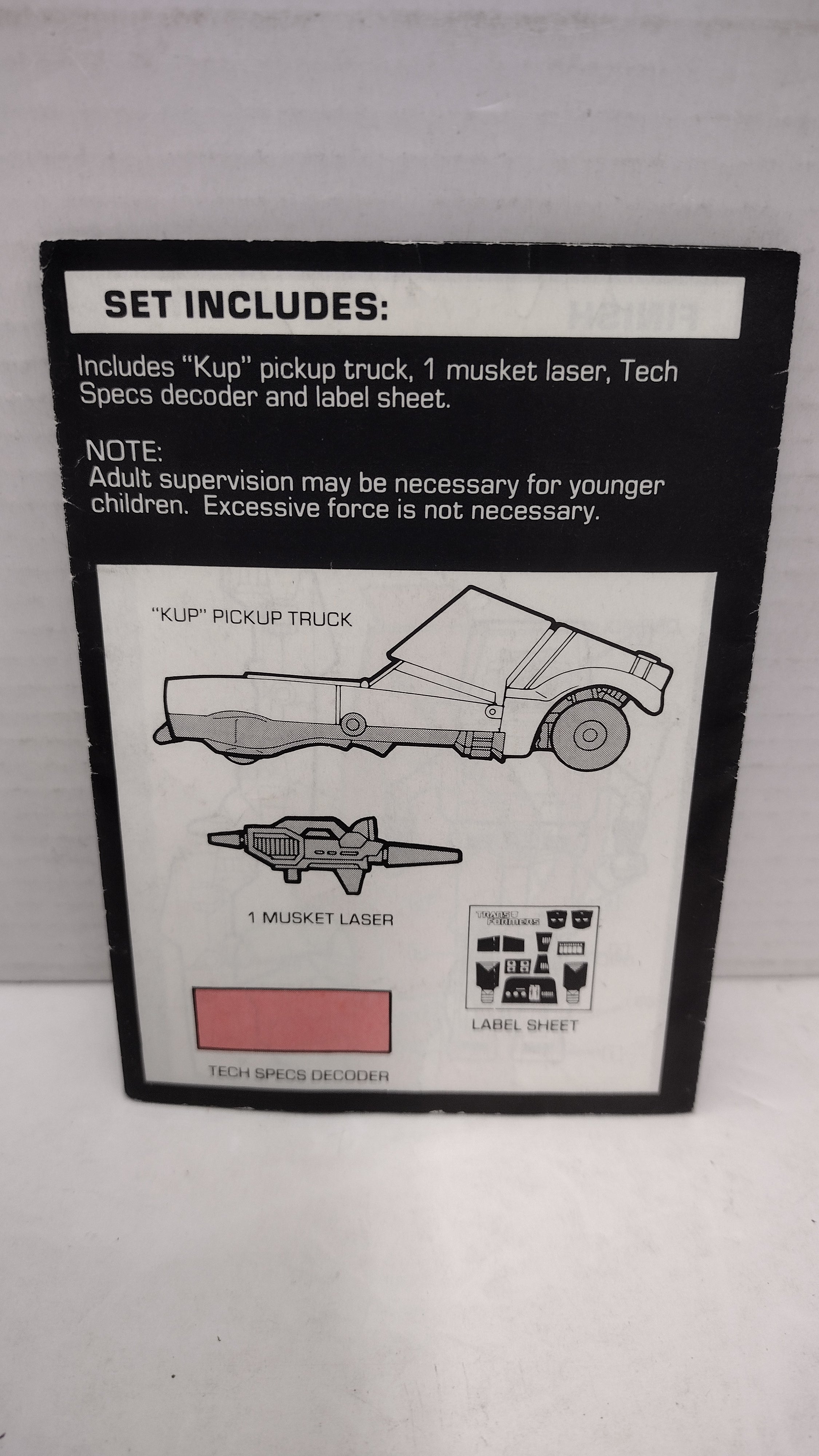 Vintage 1986 Original G1 Transformers Kup - Instruction Booklet