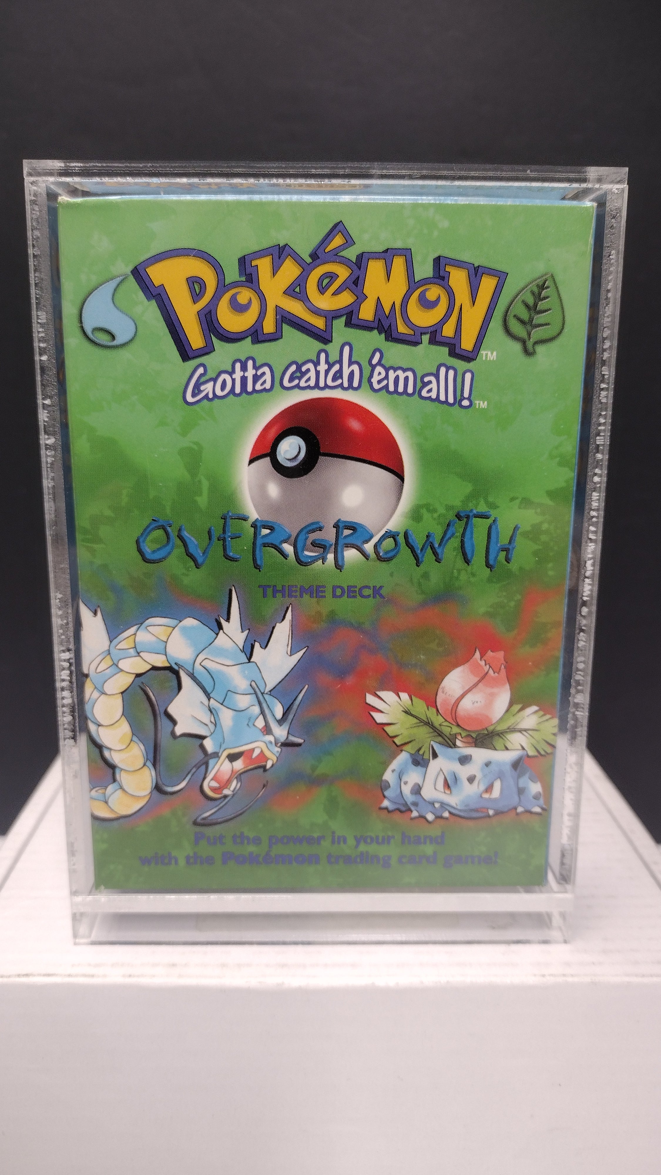 Vintage 1999 Pokémon TCG Base Set "Overgrowth" Theme Deck Box & Rulebook Manual (Wizards of the Coast - Box & Manual Only / No Cards - Includes Acrylic Protector)
