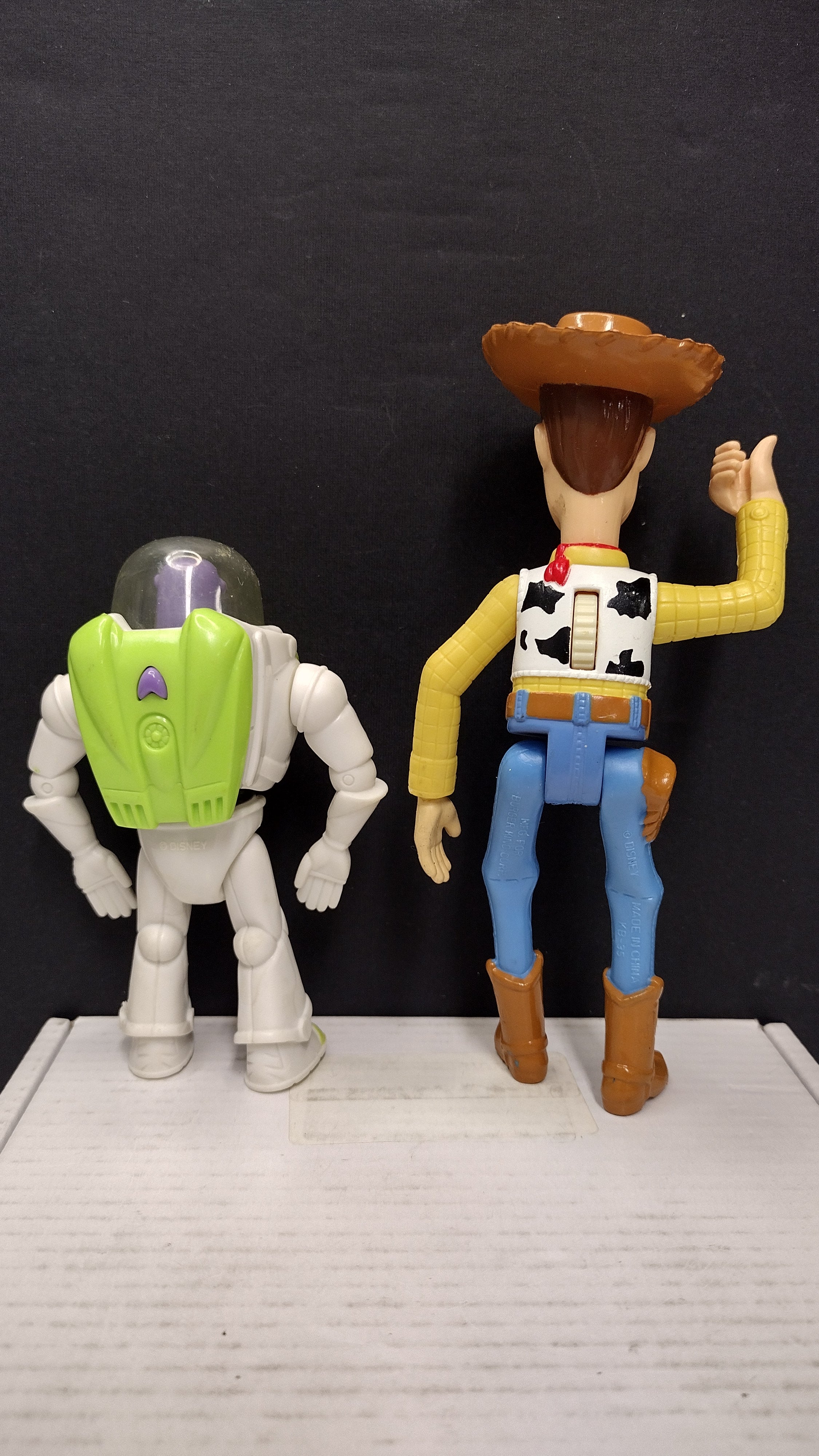 Vintage 1995 Disney Pixar Toy Story Woody & Buzz Lightyear All-Plastic Burger King Figures Lot (With Lasso)