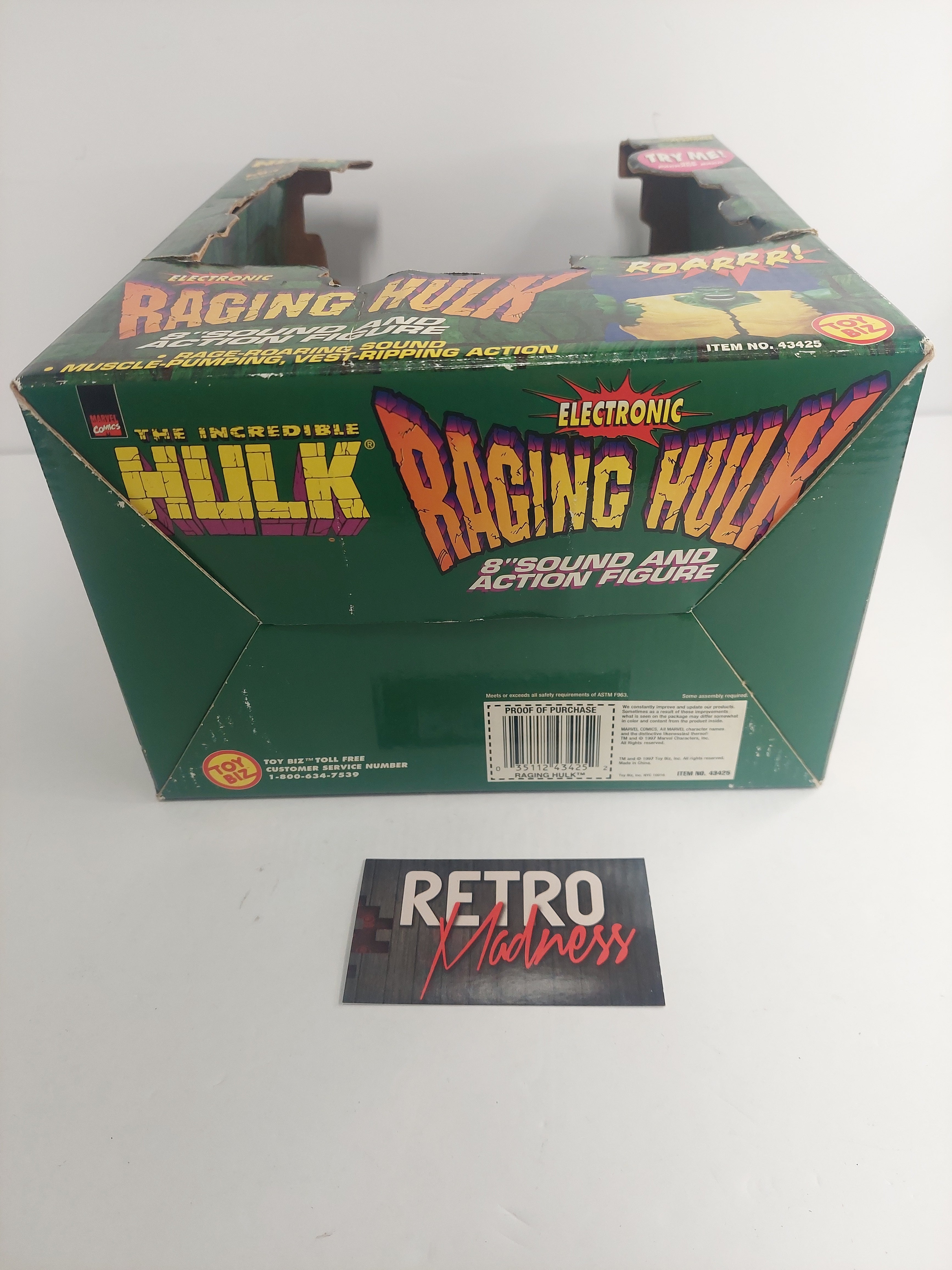 Marvel Comics The Incredible Hulk Electronic Raging Hulk 8" Figure with Box Tested