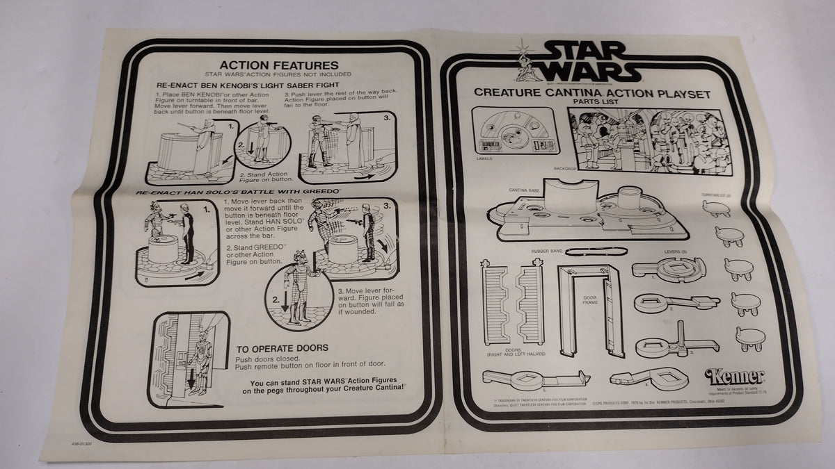 Vintage 1979 Kenner Star Wars Creature Cantina Action Playset Instructions Sheet
