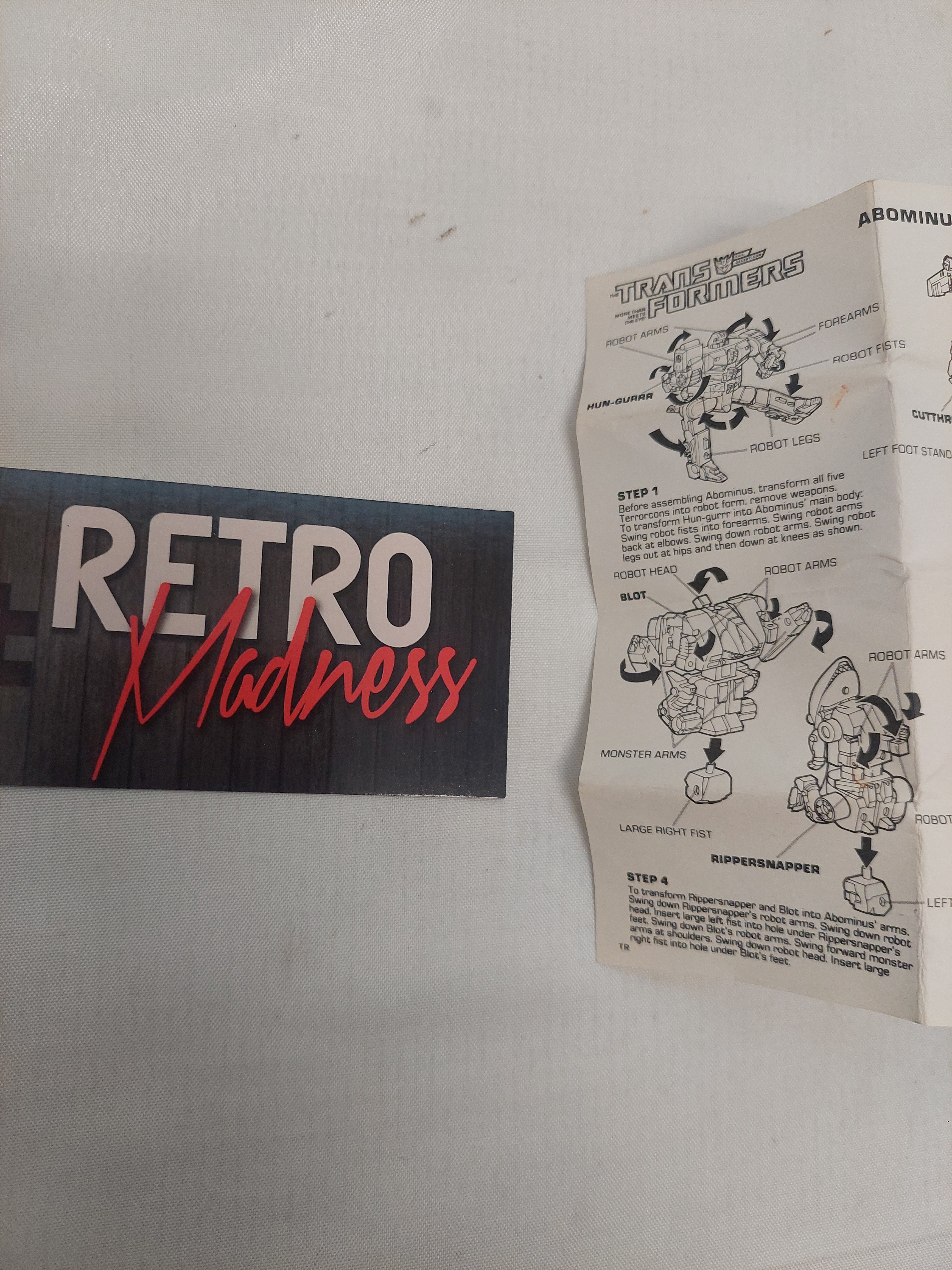 Vintage 1987 Transformers Abominus Instructions Sheet