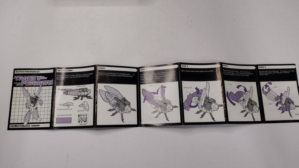 Vintage 1985 Original G1 Transformers Venom Instruction Booklet