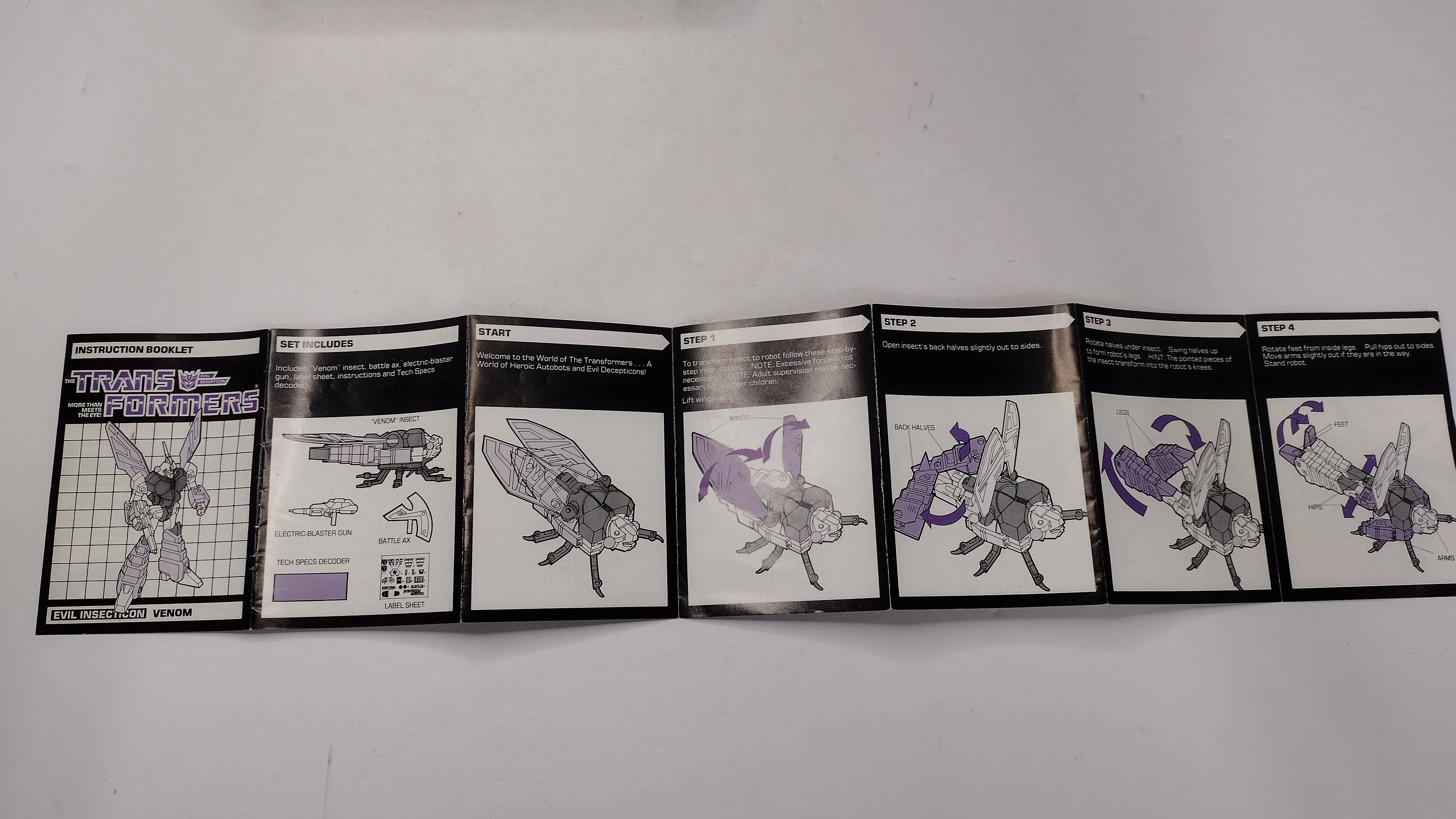 Vintage 1985 Original G1 Transformers Venom Instruction Booklet