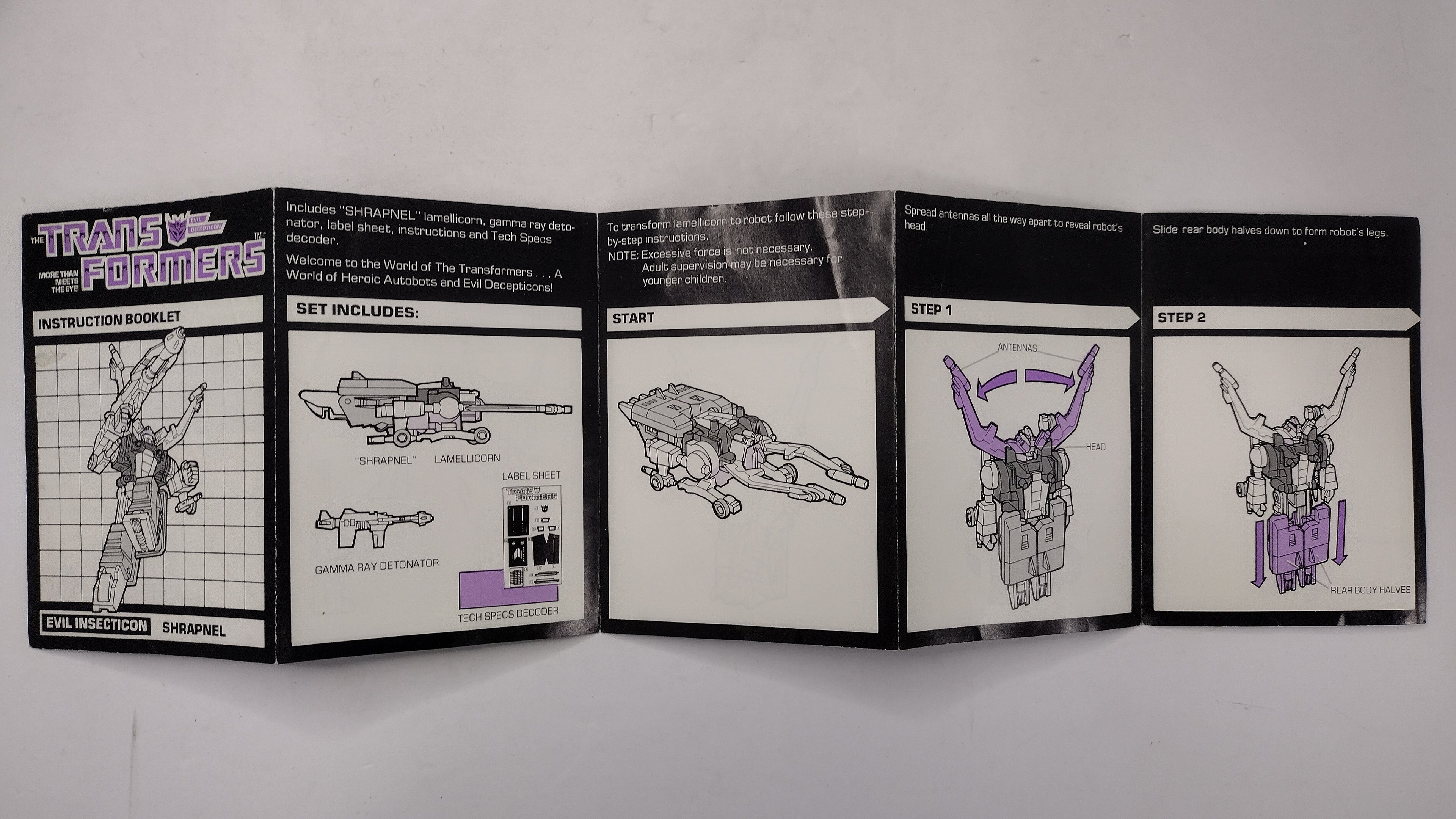 Vintage 1984 Original G1 Transformers Shrapnel Instruction Booklet