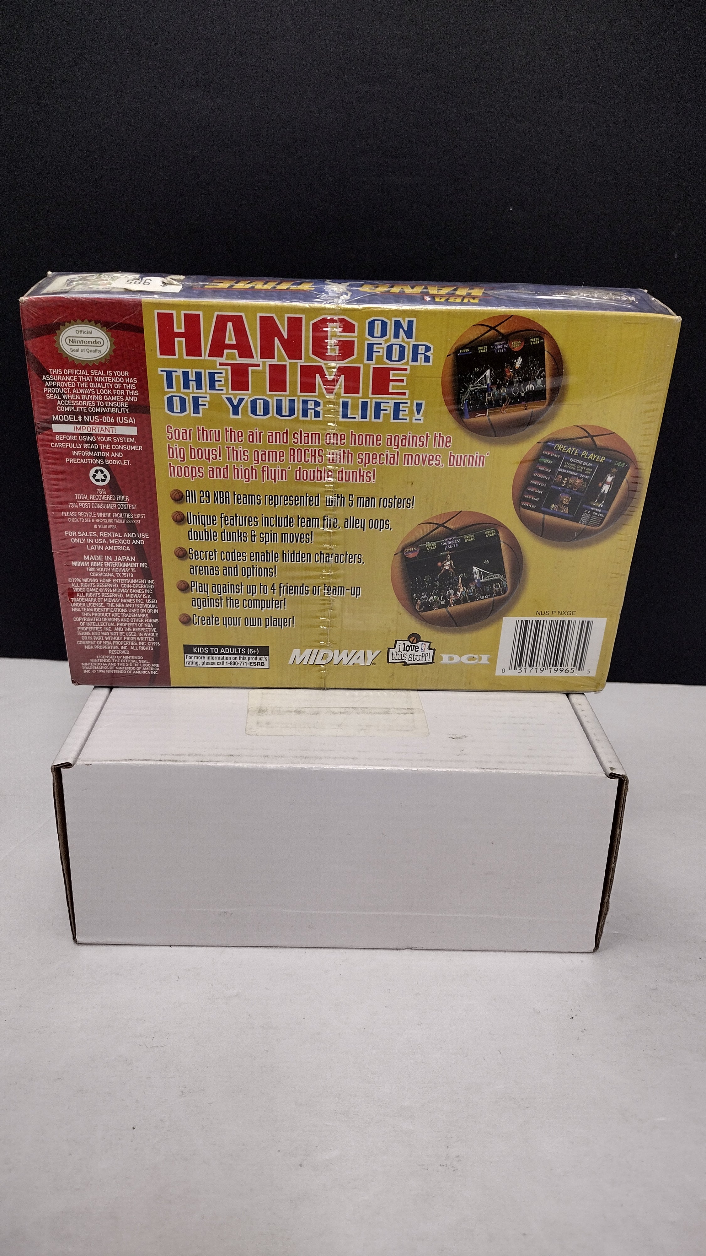 Vintage 1996 Nintendo 64 NBA Hang Time Game (Complete & Factory Sealed in Box with Protector)