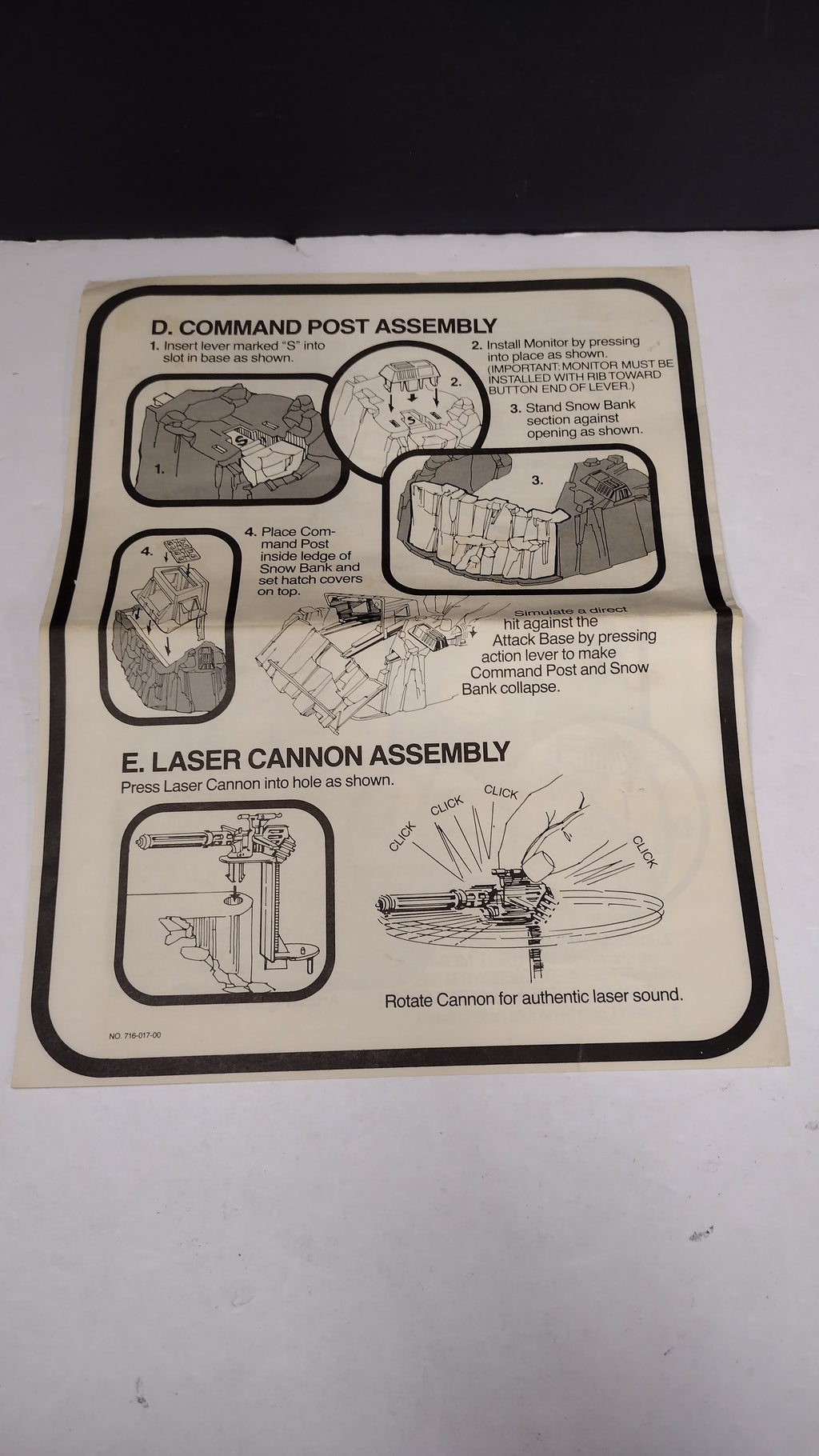 Vintage 1980 Kenner Star Wars Empire Strikes Back-Imperial Attack Base Instruction Sheet