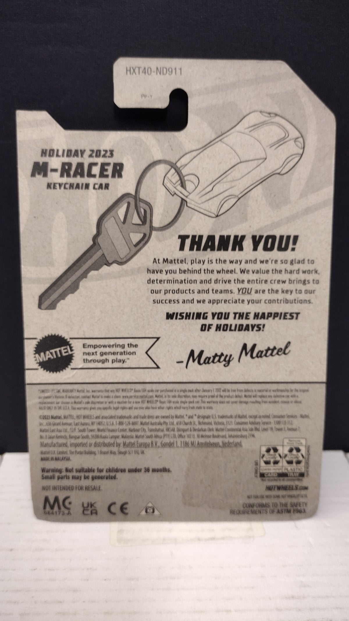 Hot Wheels Red M-Racer Keychain Car 2023 Holiday Employee Special Edition