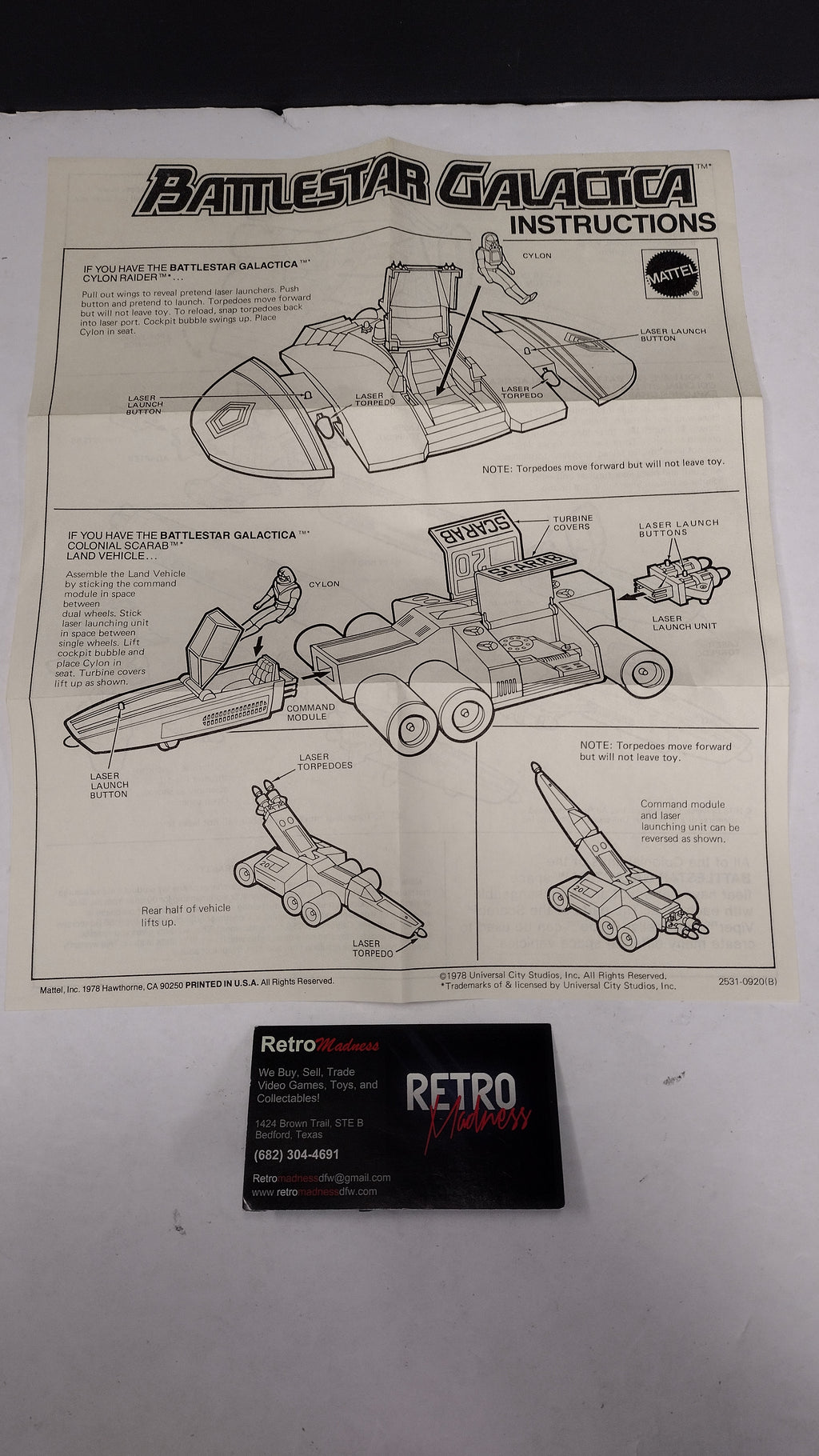 Vintage 1978 Battlestar Galactica - Cylon Raider Instructions