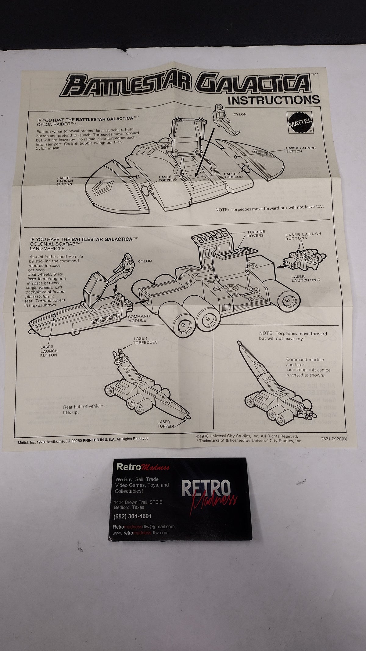 Vintage 1978 Battlestar Galactica - Cylon Raider Instructions