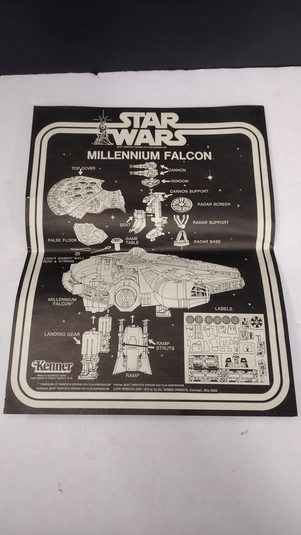 Vintage 1978 Star Wars Millennium Falcon Vehicle Instructions Sheet  Kenner