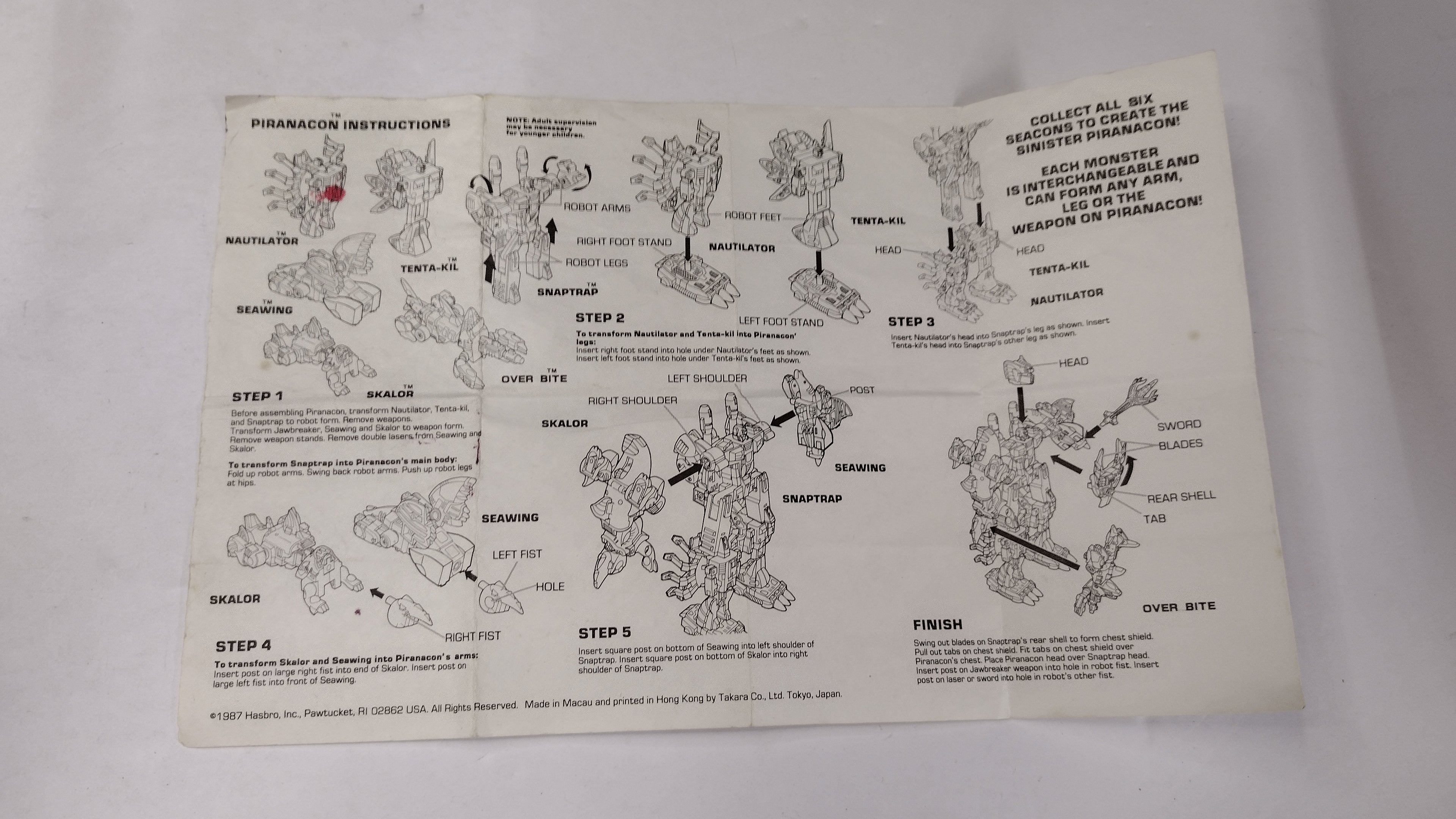 Vintage Original G1 & G2 Transformers Combiner Instruction Papers Lot
