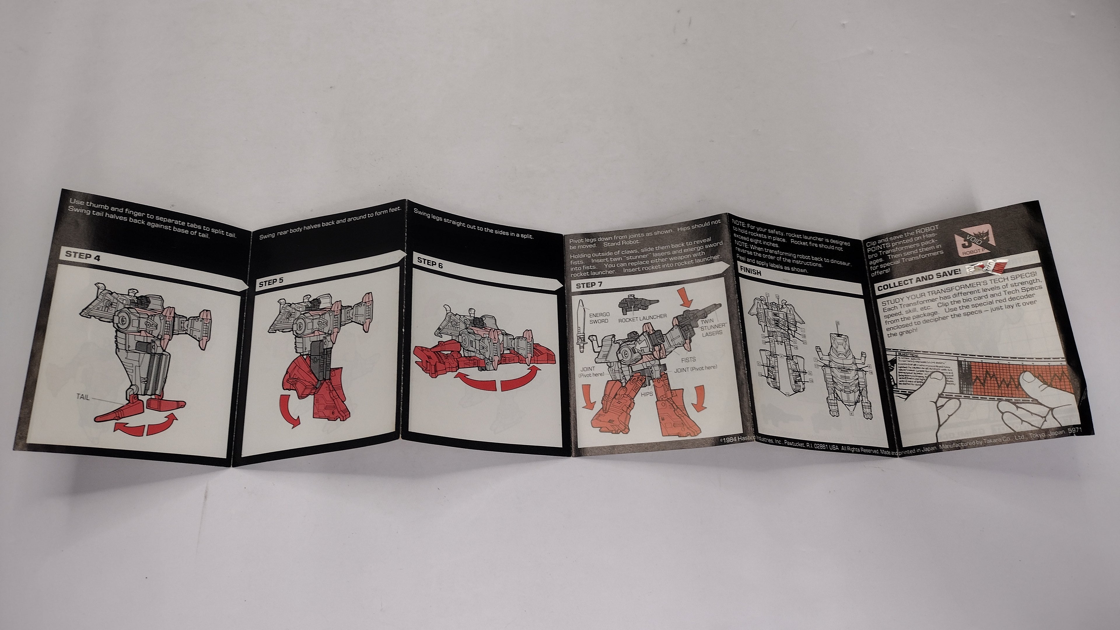 Vintage 1986 Original G1 Transformers Grimlock - Instruction Booklet
