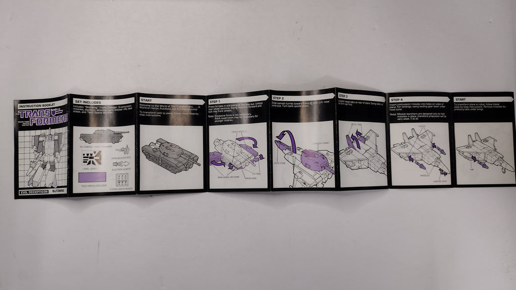 Vintage 1985 Original G1 Transformers Blitzwing Instruction Booklet
