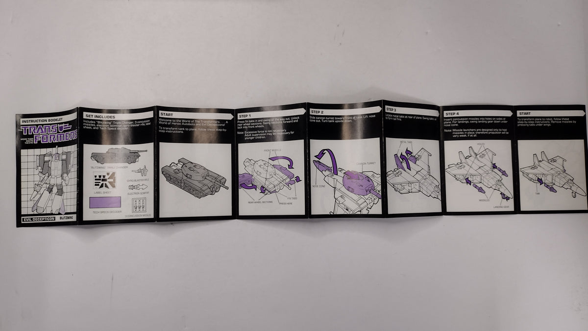 Vintage 1985 Original G1 Transformers Blitzwing Instruction Booklet