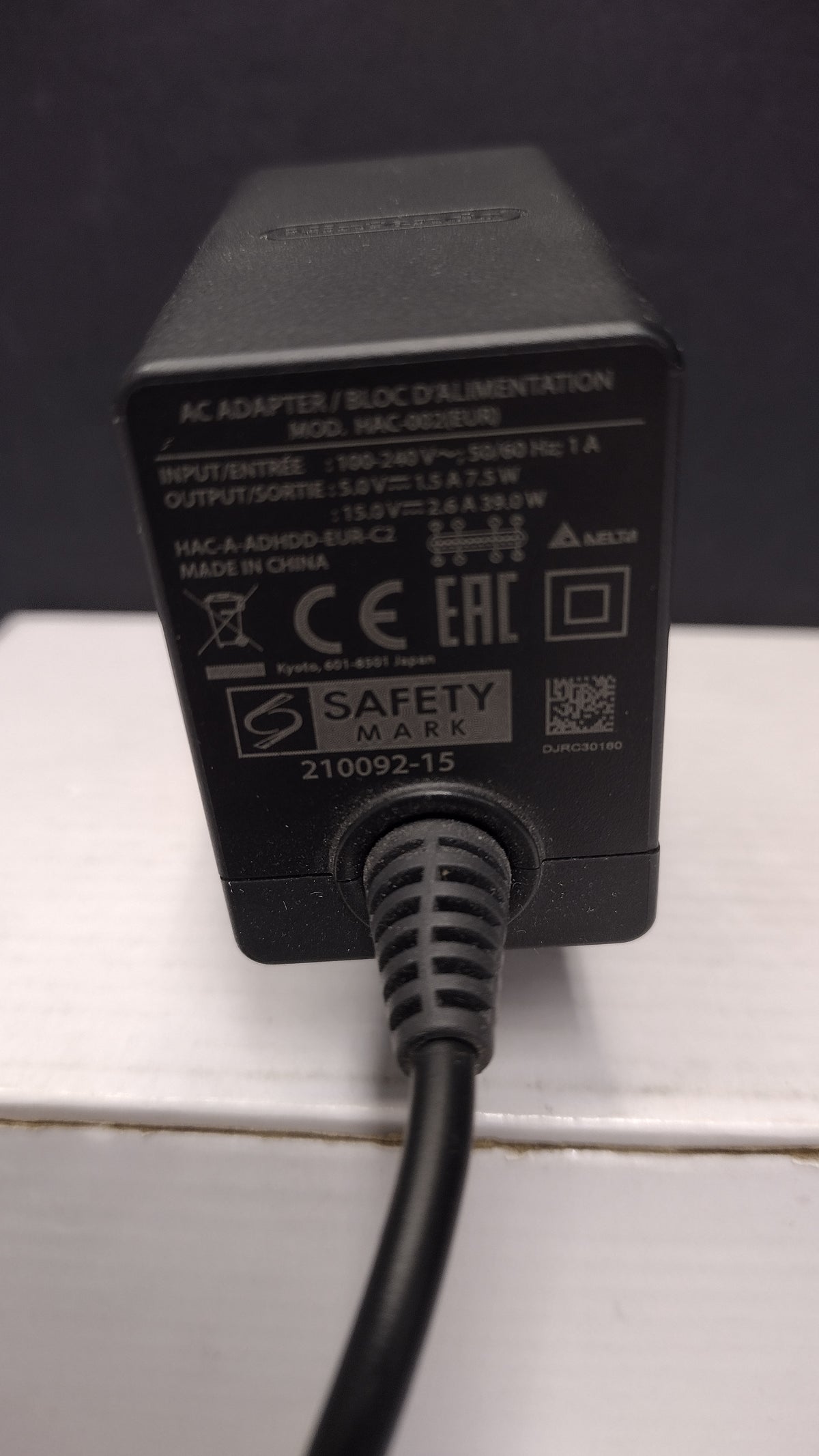 Nintendo Switch AC Adapter Charger European Plug- HAC-002 EUR OEM- Tested