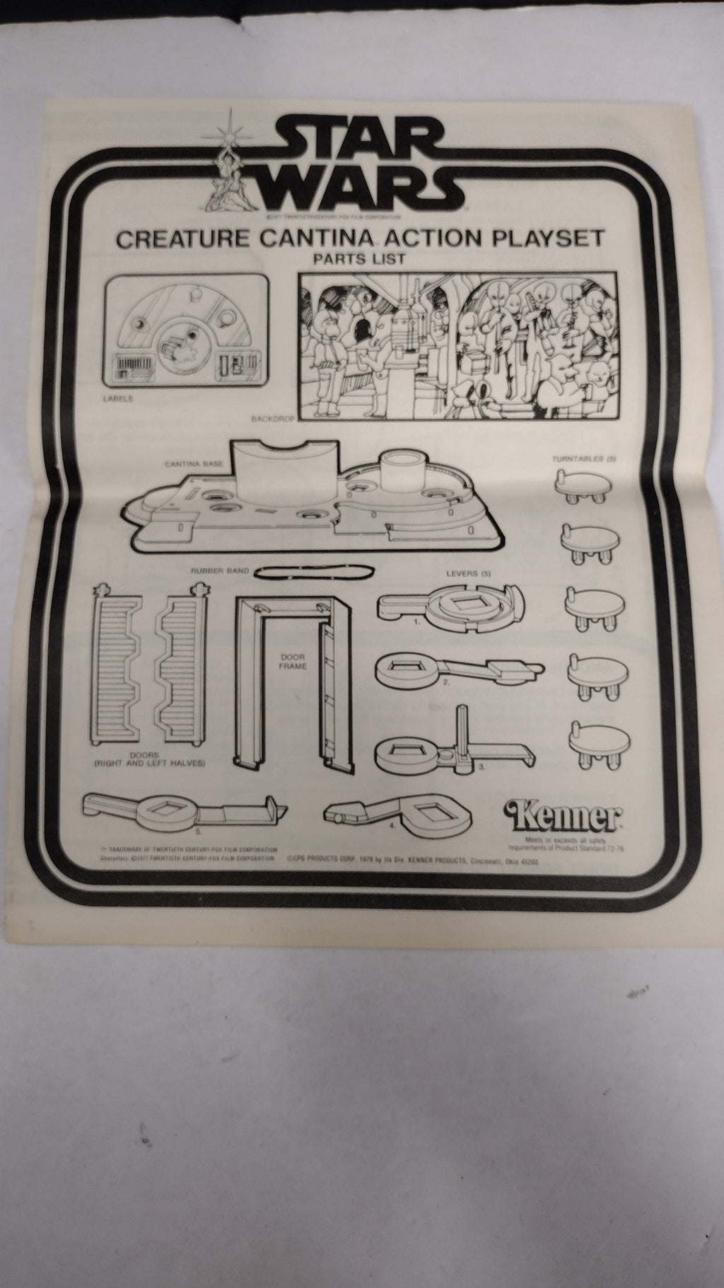 Vintage 1979 Kenner Star Wars Creature Cantina Action Playset Instructions Sheet