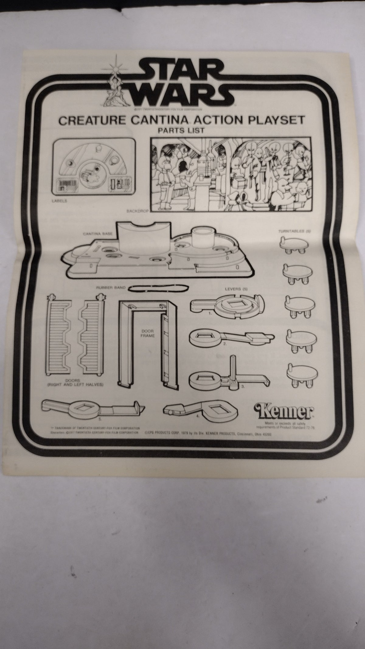 Vintage 1979 Kenner Star Wars Creature Cantina Action Playset Instructions Sheet