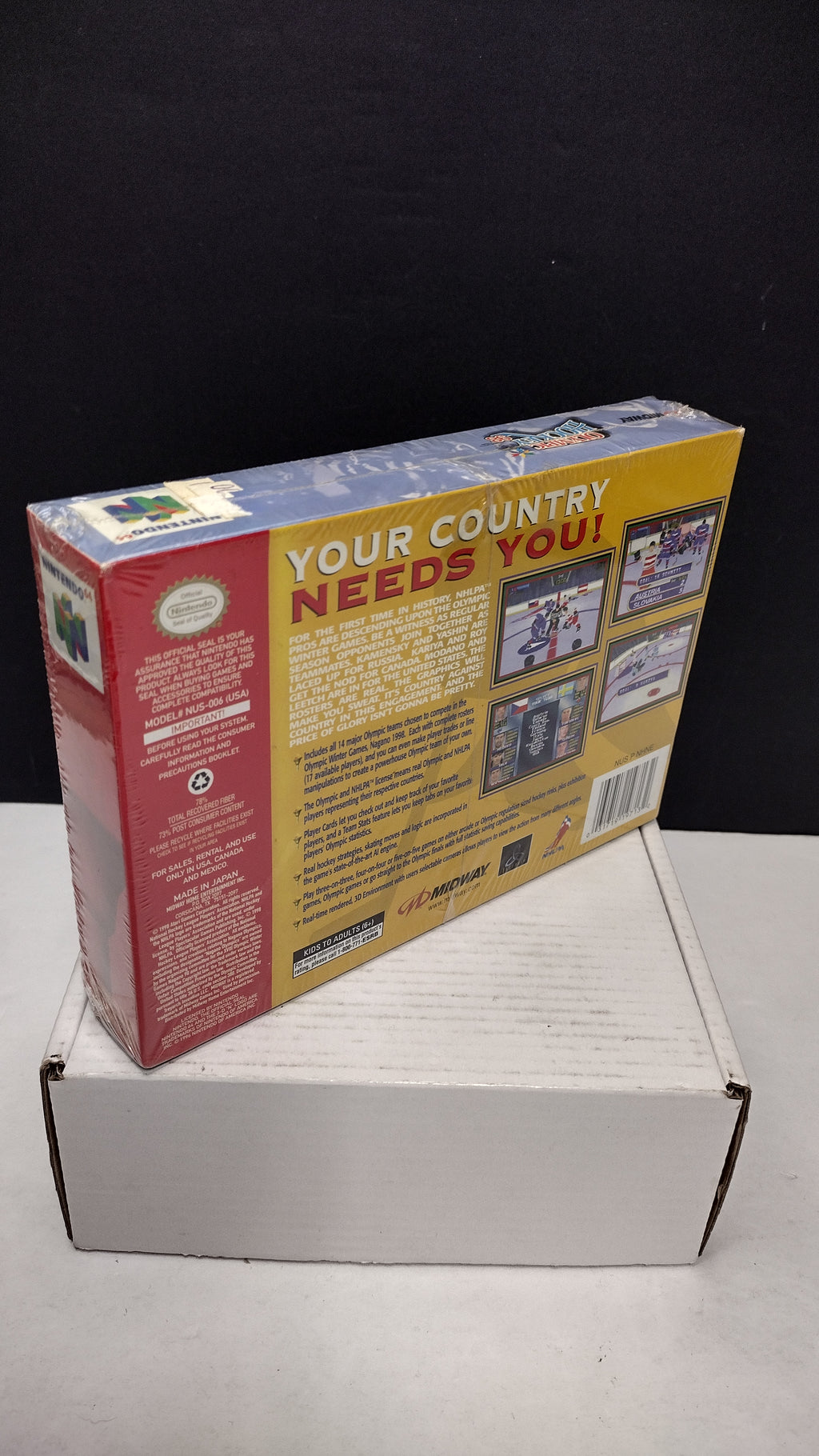 Vintage 1998 Nintendo 64 Olympic Hockey 98 Game (Complete & Factory Sealed in Box with Protector)