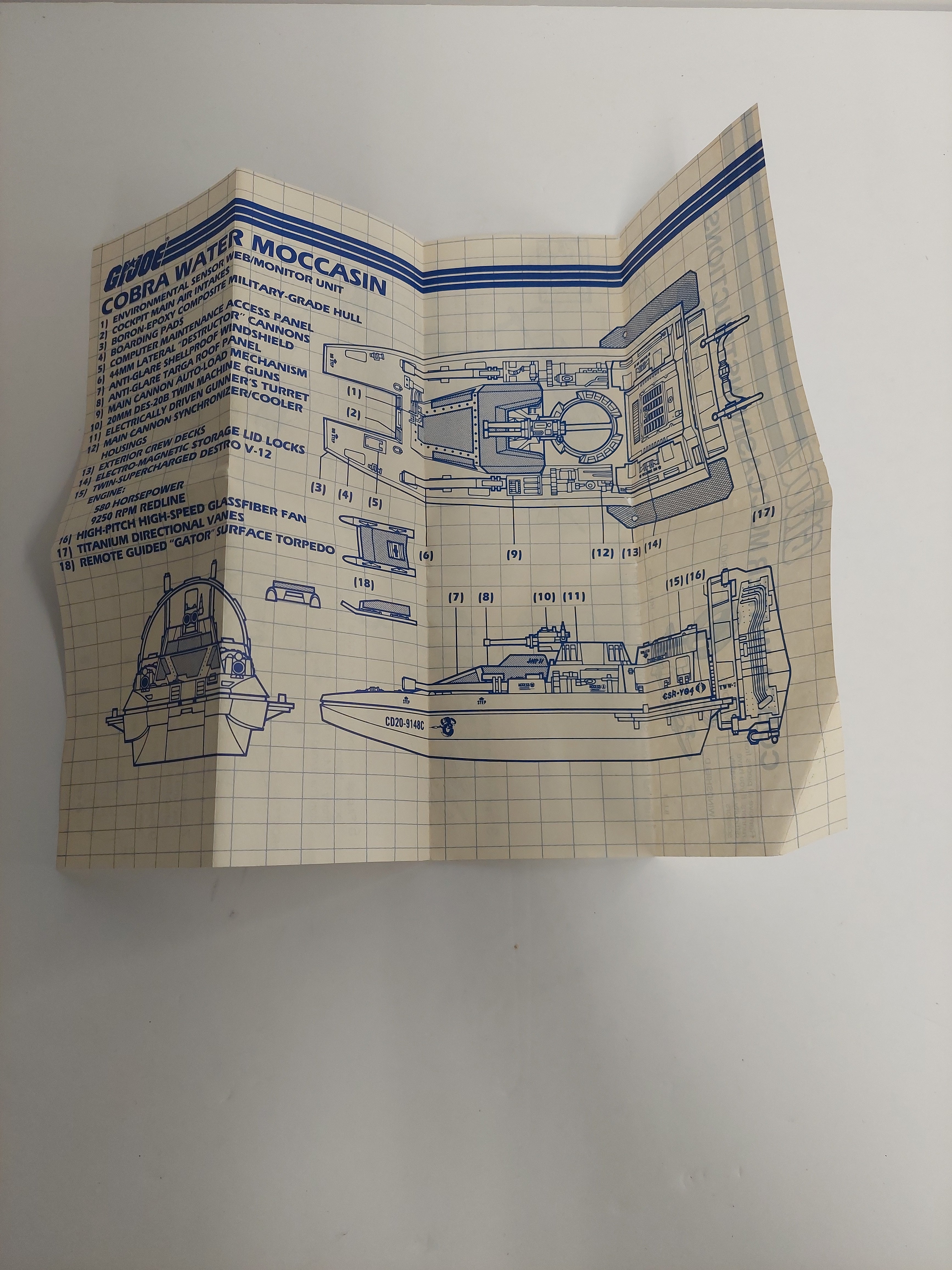 Vintage 1984 G.I. Joe Cobra Water Moccasin Blueprint Instructions