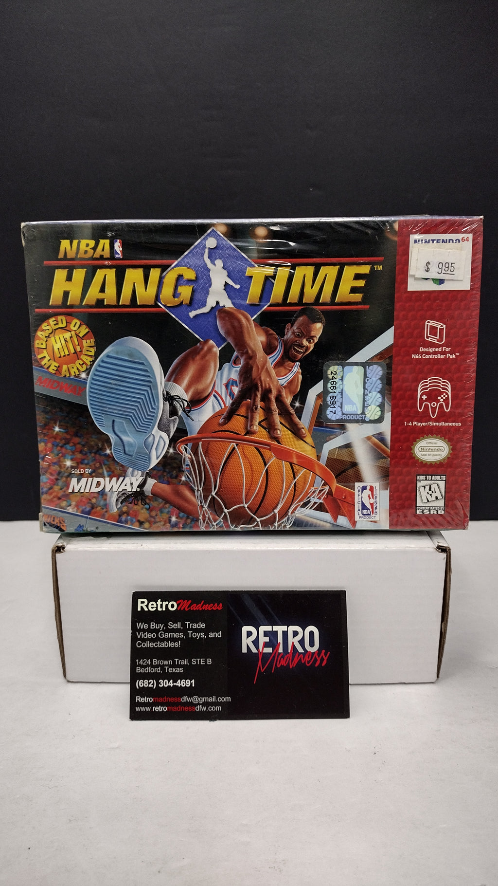 Vintage 1996 Nintendo 64 NBA Hang Time Game (Complete & Factory Sealed in Box with Protector)