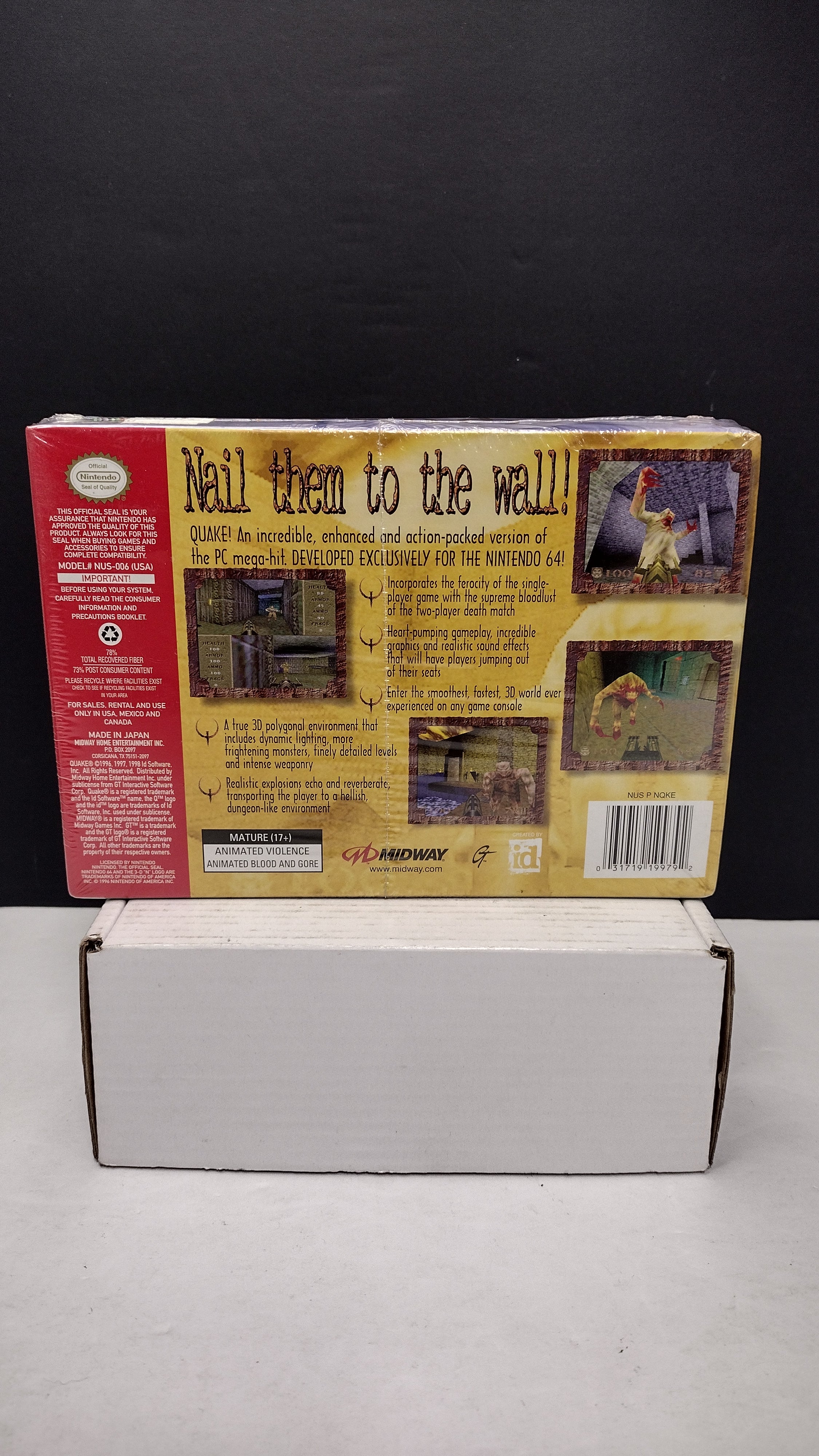 Vintage 1997 Nintendo 64 Quake Game (Complete & Factory Sealed in Box with Protector)