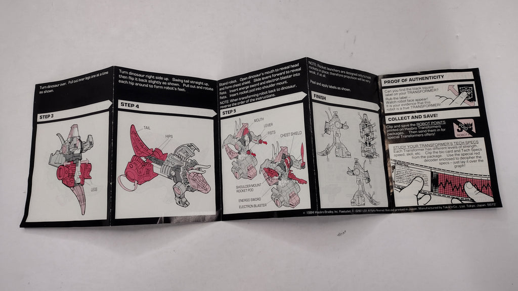 Vintage 1984 Original G1 Transformers Slag - Instruction Booklet