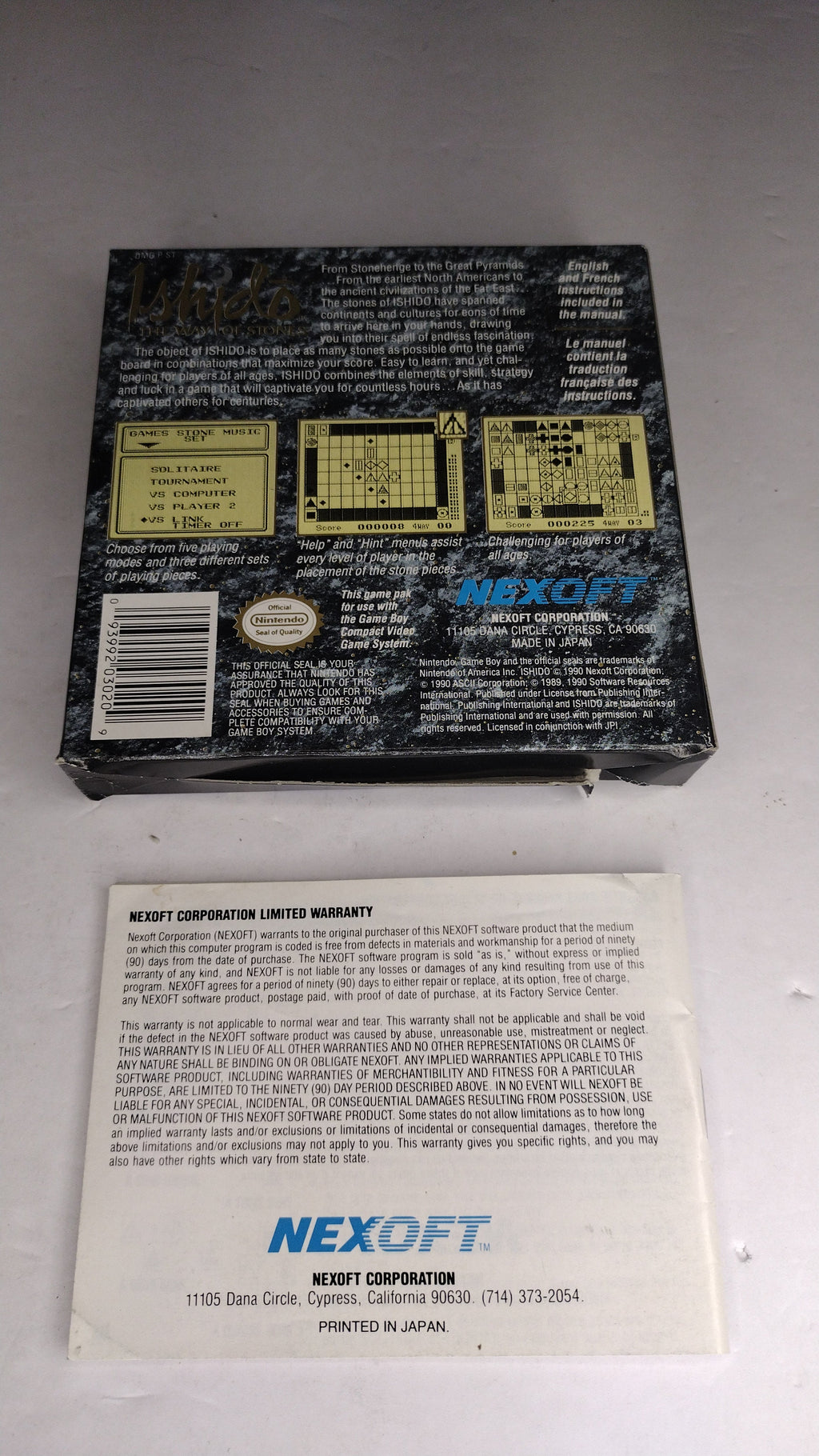 Ishido: The Way of Stones: Gameboy Authentic Box & Manual ONLY