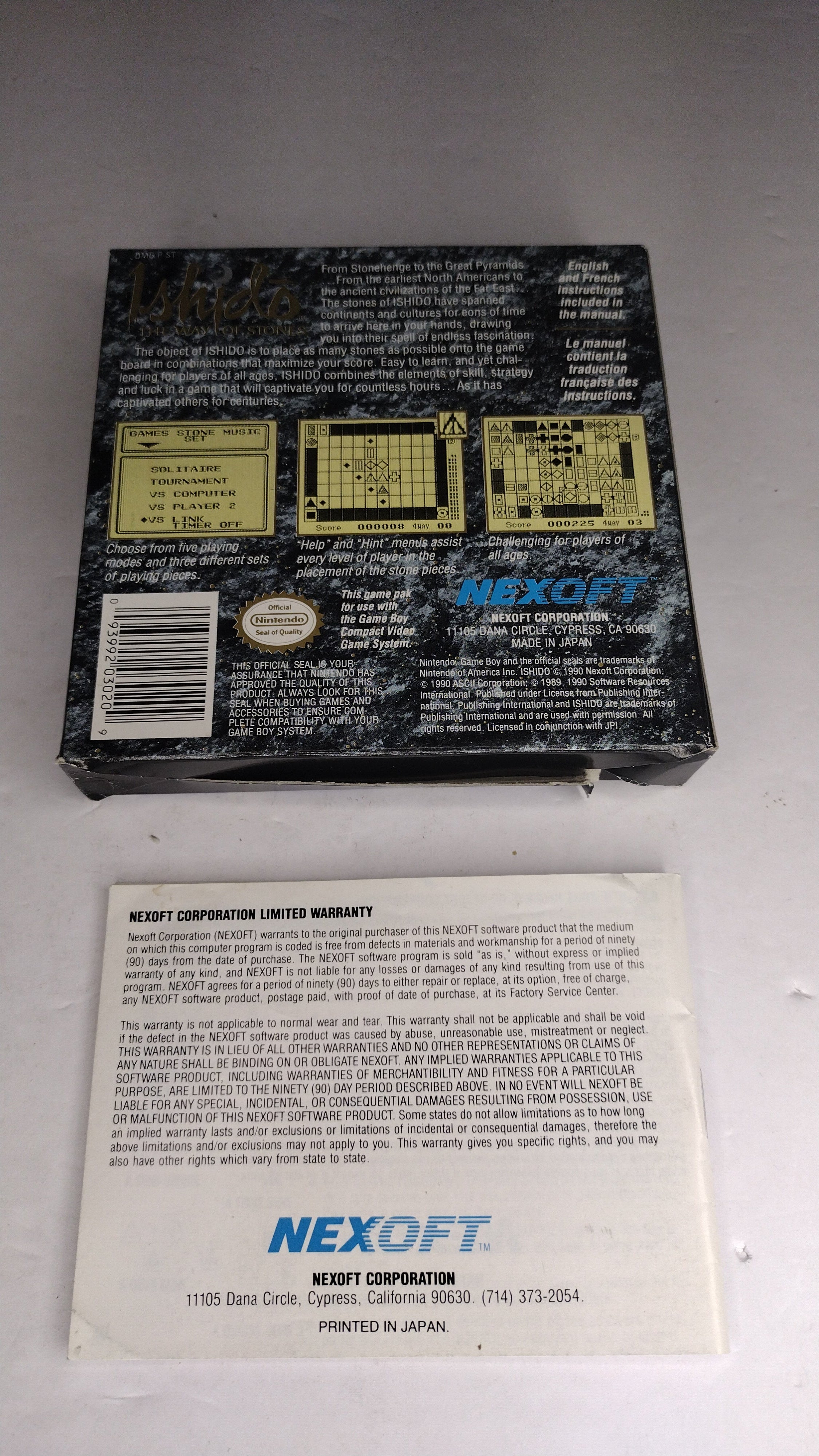 Ishido: The Way of Stones: Gameboy Authentic Box & Manual ONLY
