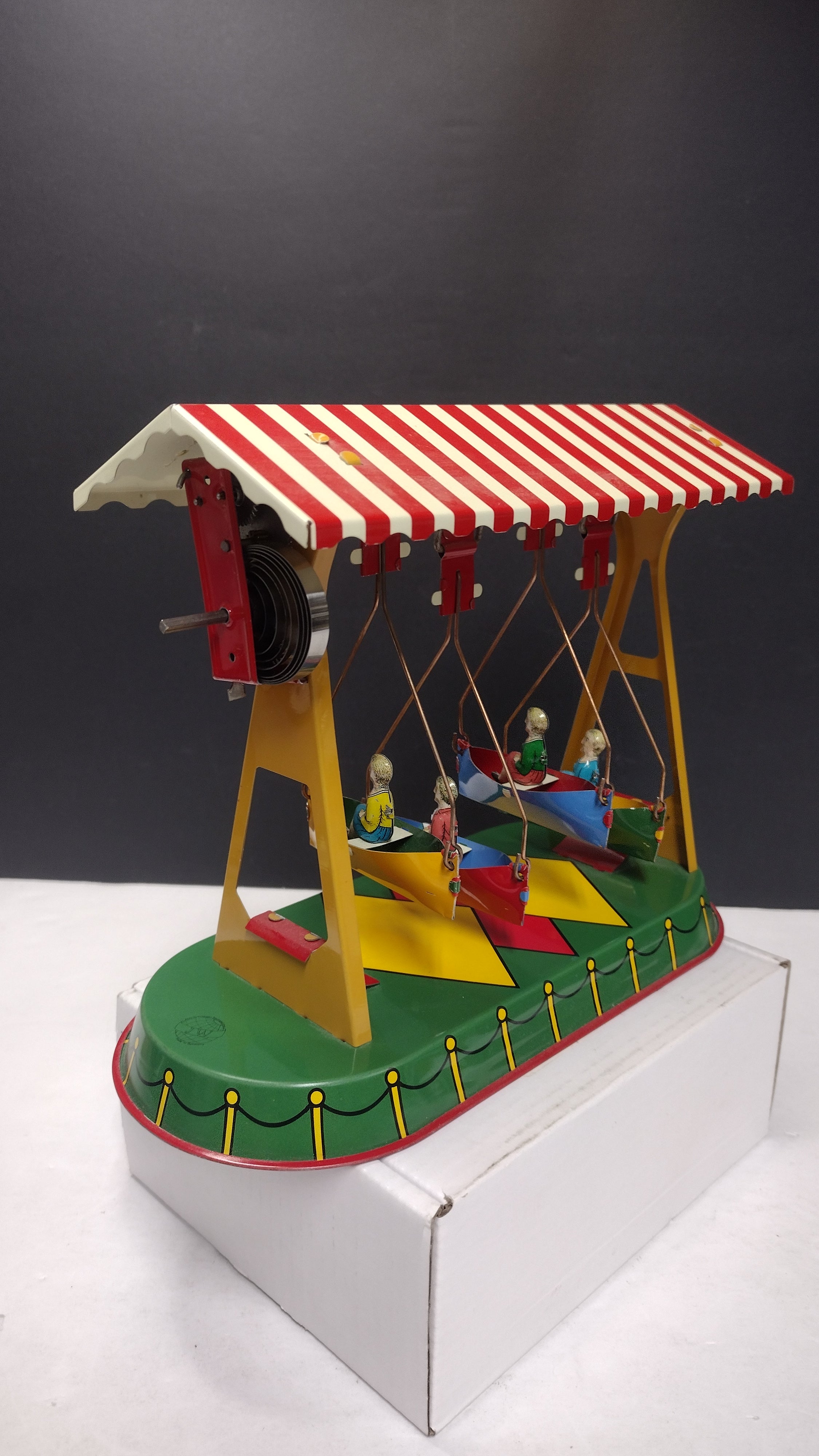 Vintage German Nürnberger Blechspielzeug Swinging Toy / Boat Swing (Missing Key)