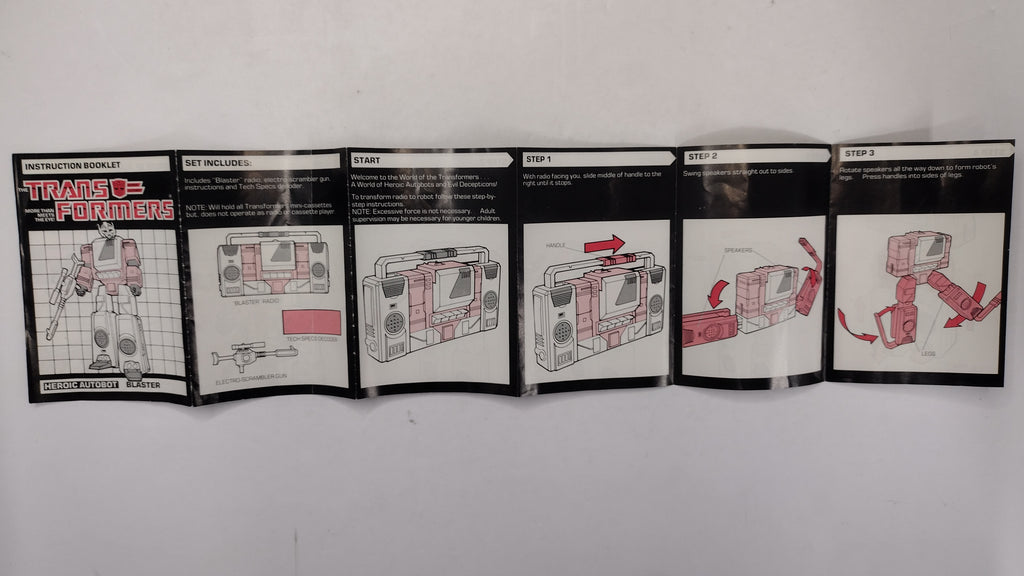 Vintage 1985 Original G1 Transformers Blaster Instruction Booklet