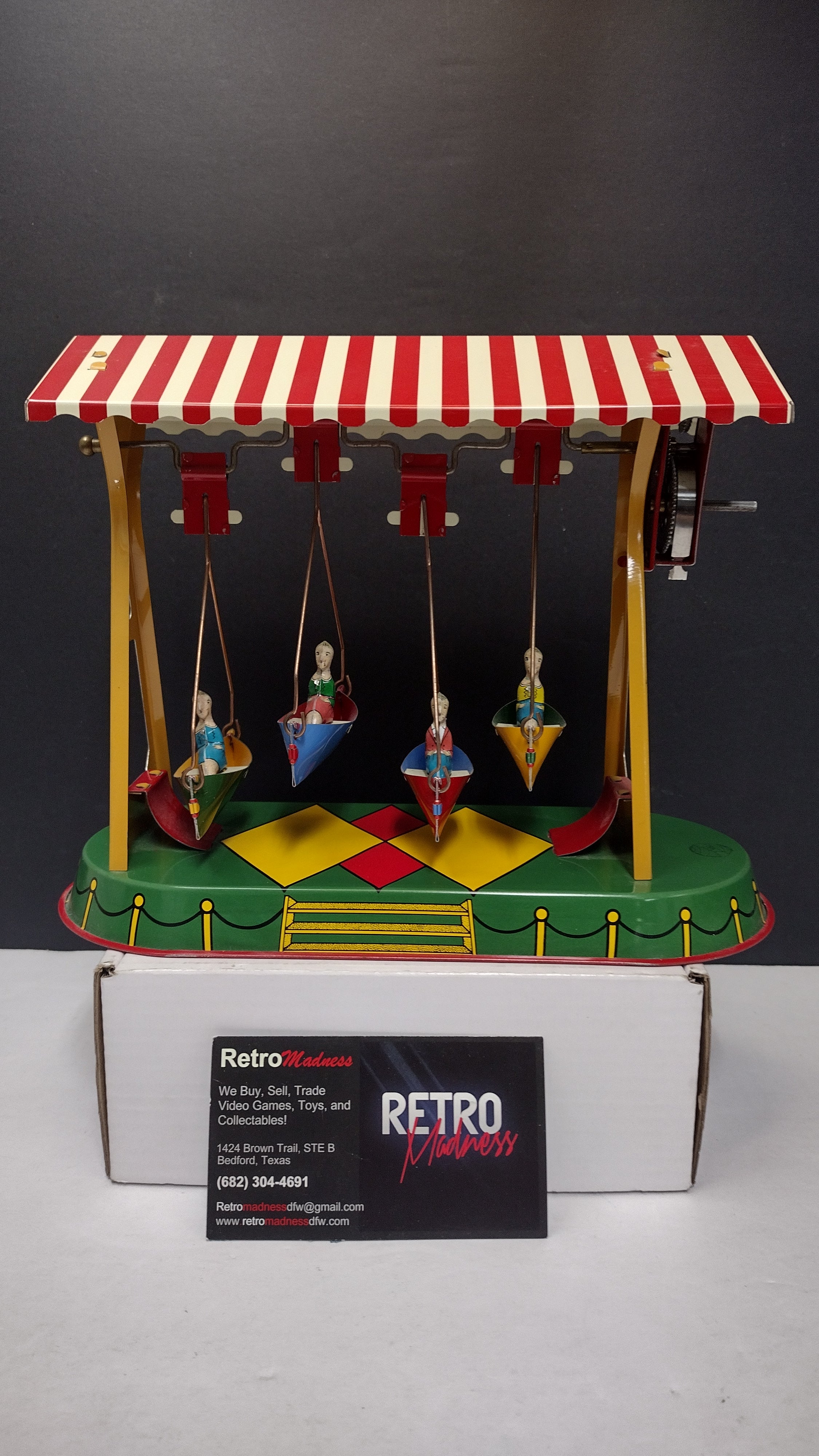 Vintage German Nürnberger Blechspielzeug Swinging Toy / Boat Swing (Missing Key)