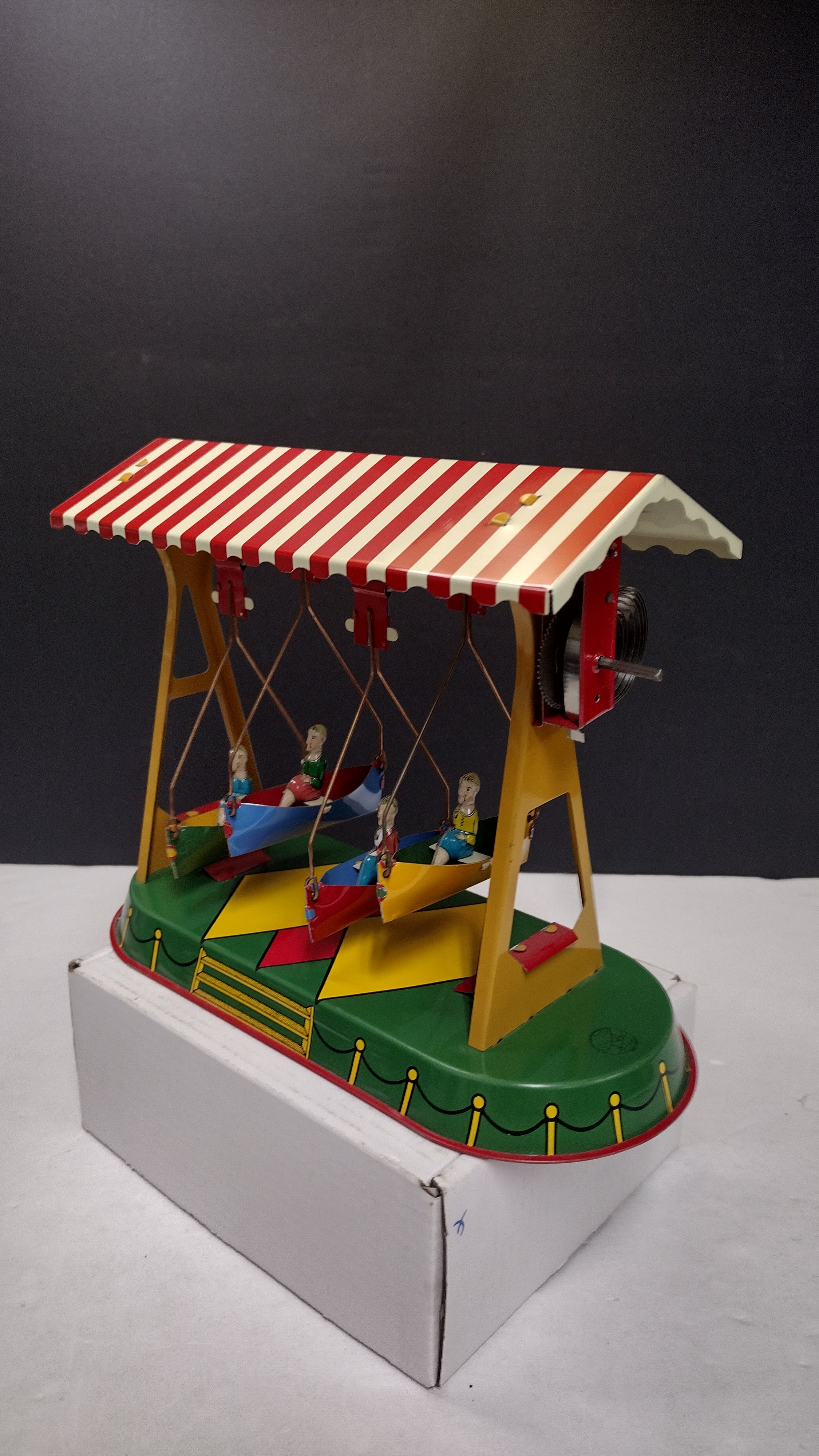 Vintage German Nürnberger Blechspielzeug Swinging Toy / Boat Swing (Missing Key)