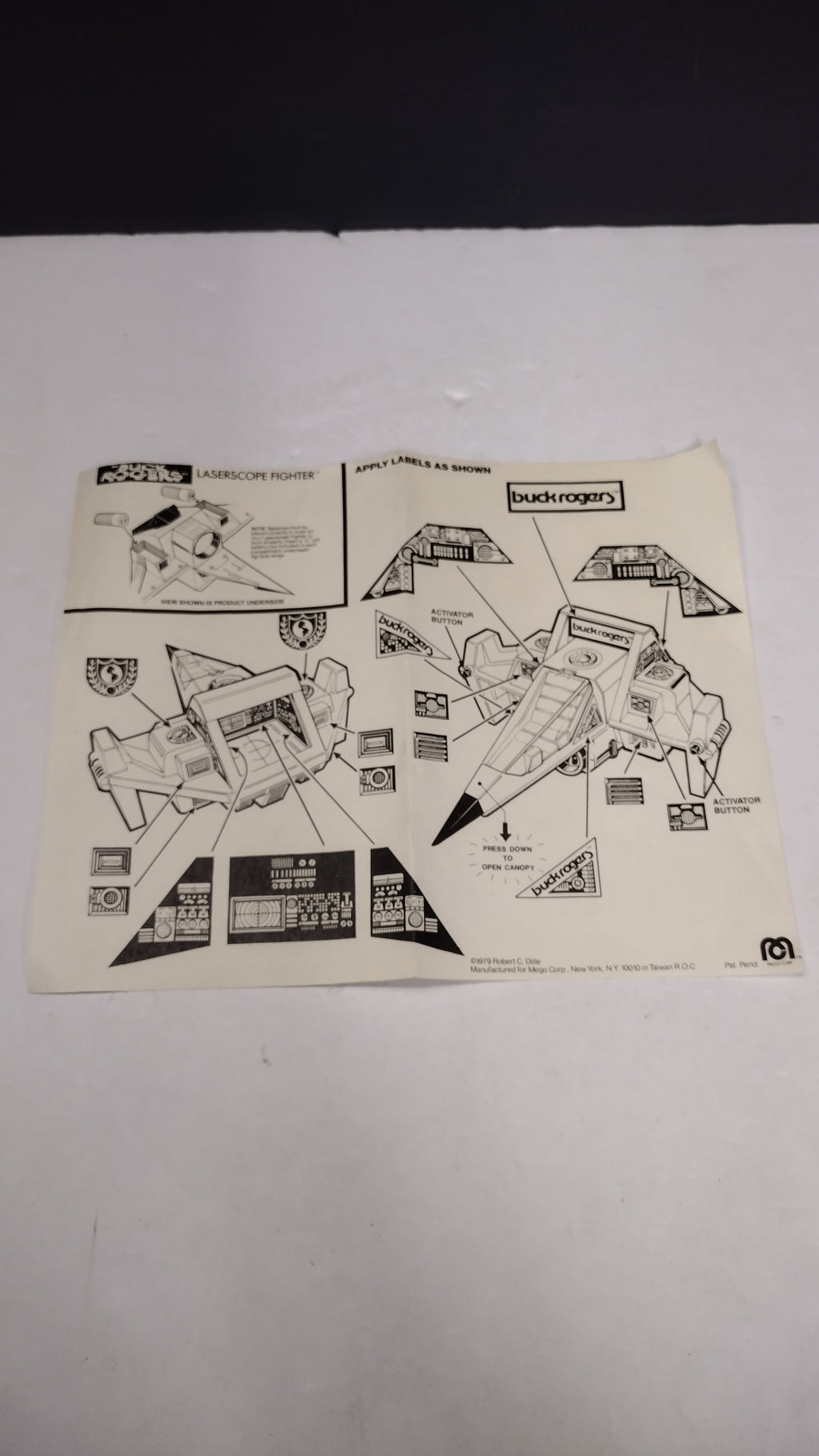 Vintage 1979 Buck Rogers - Laserscope Fighter Instructions
