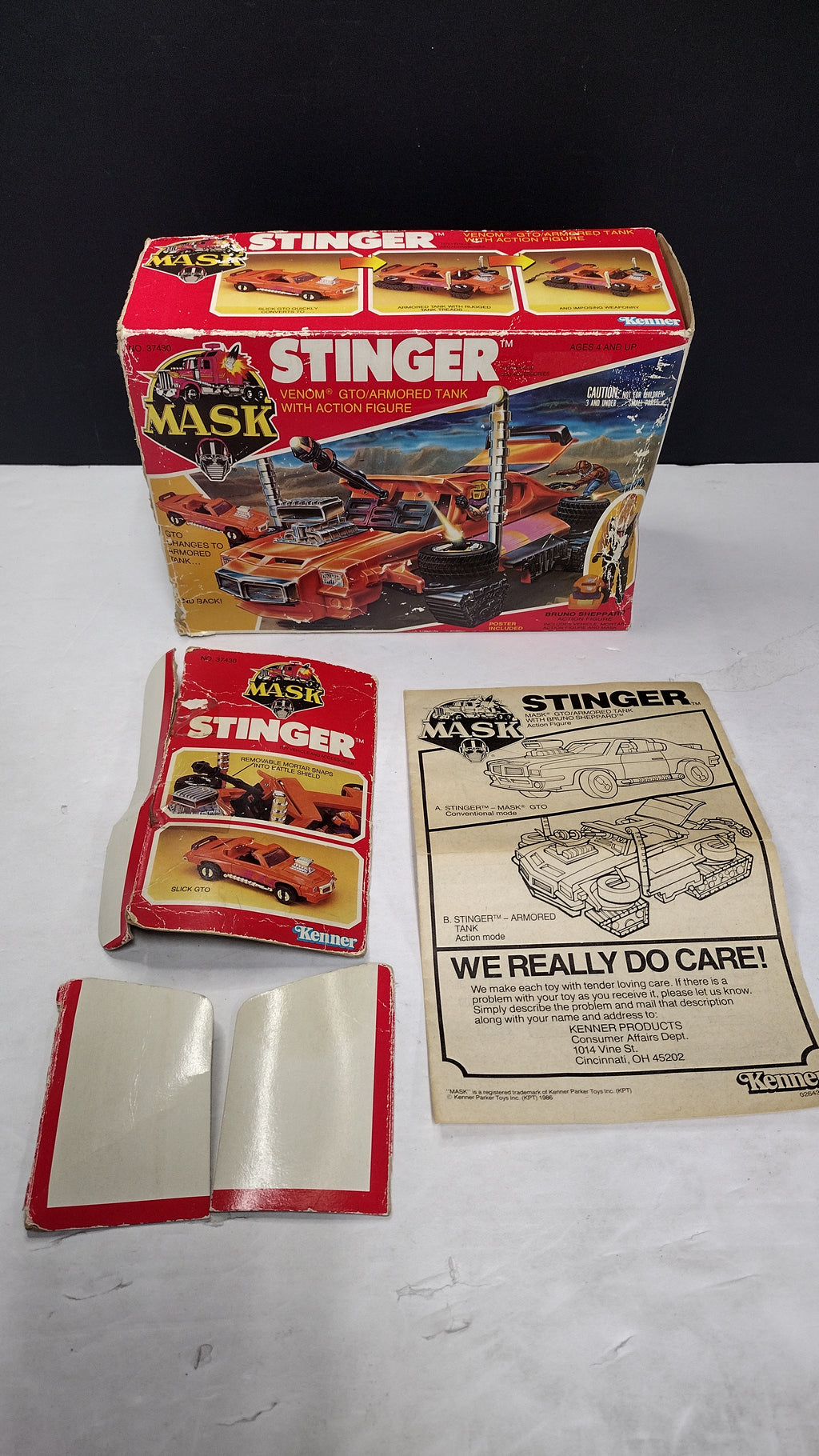 Vintage 1985 Kenner M.A.S.K. Series 1 Stinger Pontiac GTO w/ Original Box & Instructions (Incomplete / Parts Lot)
